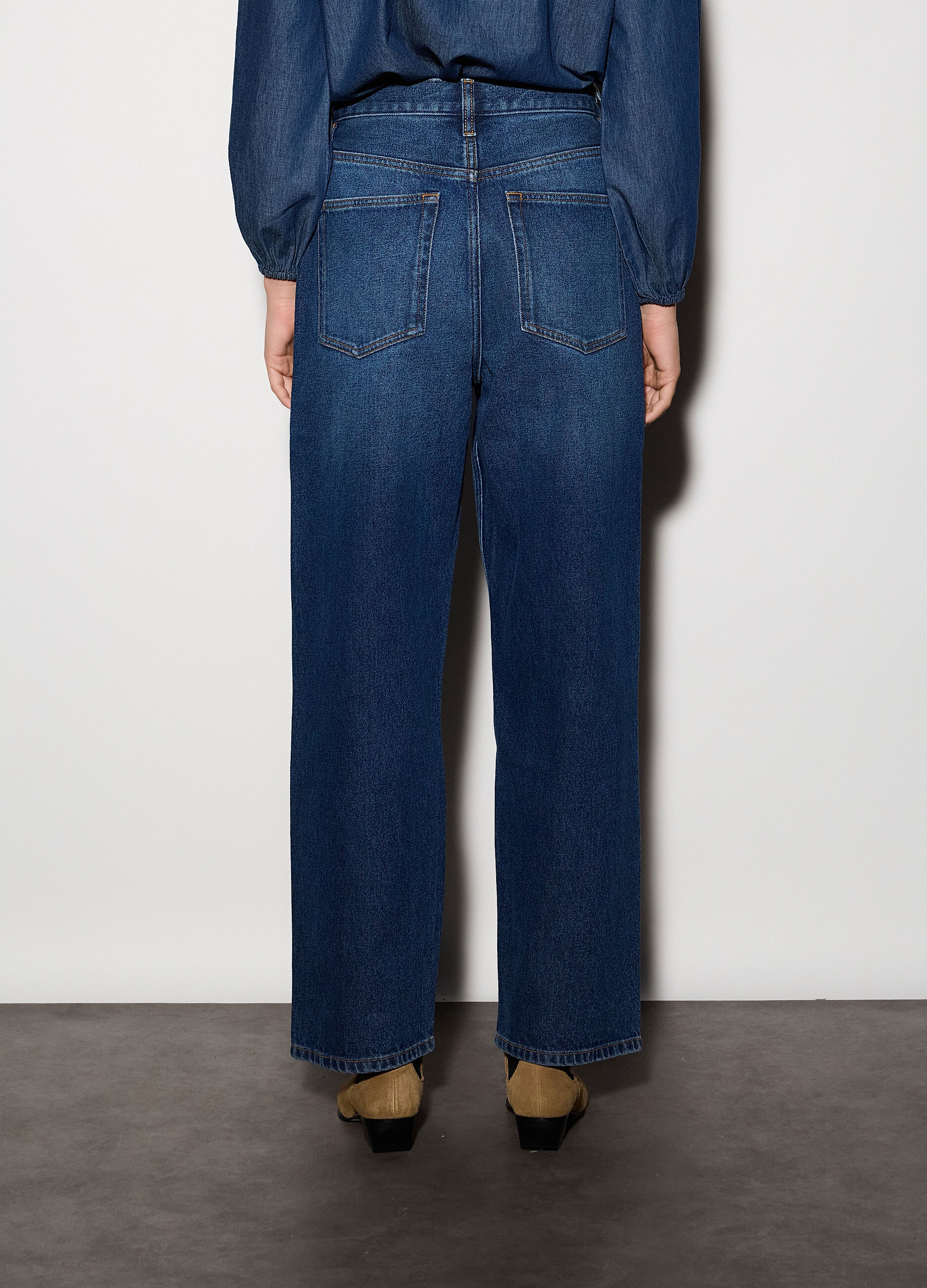 Pantaloni wide leg in denim donna_2