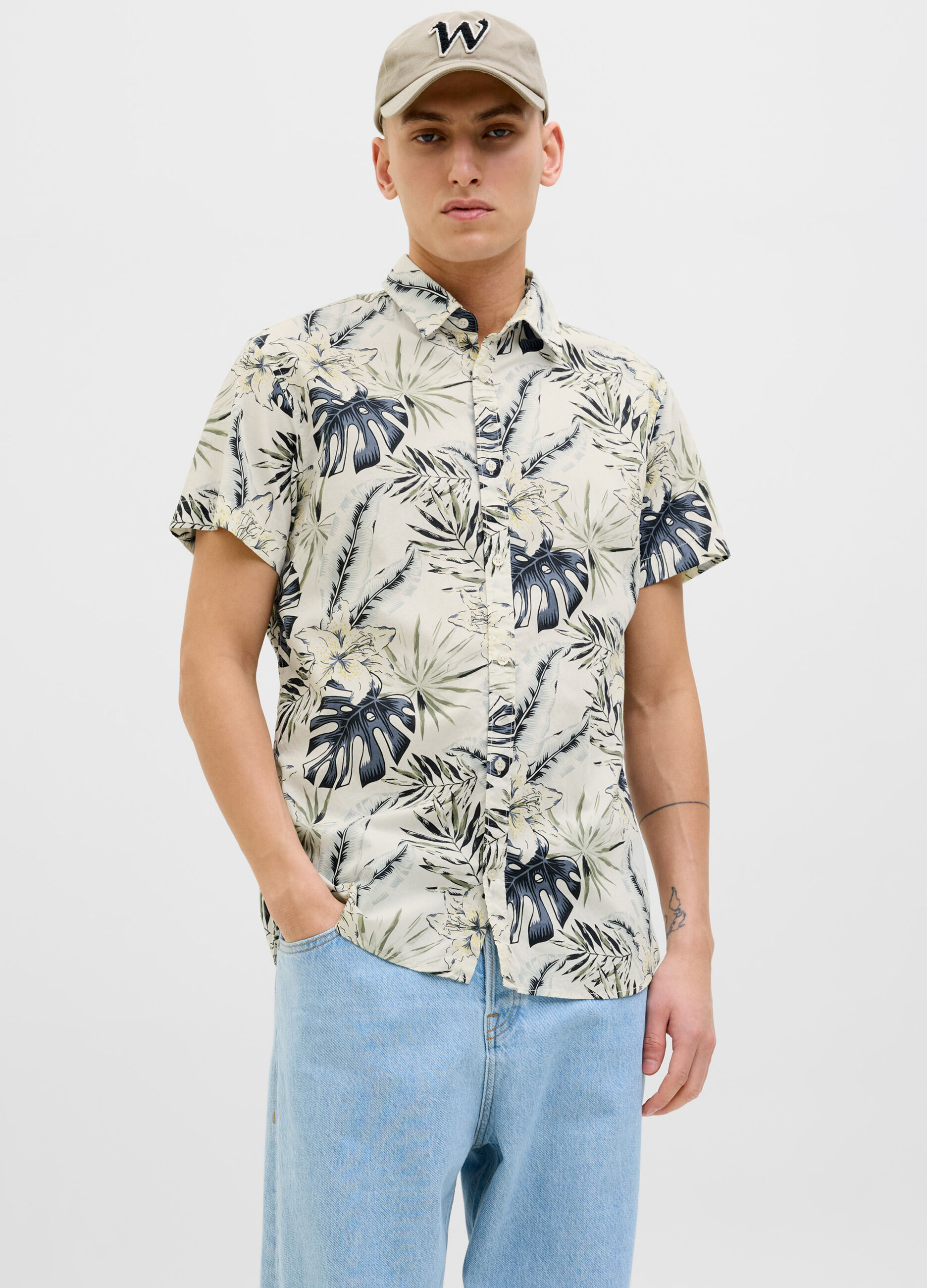Camicia a maniche corte con stampa uomo