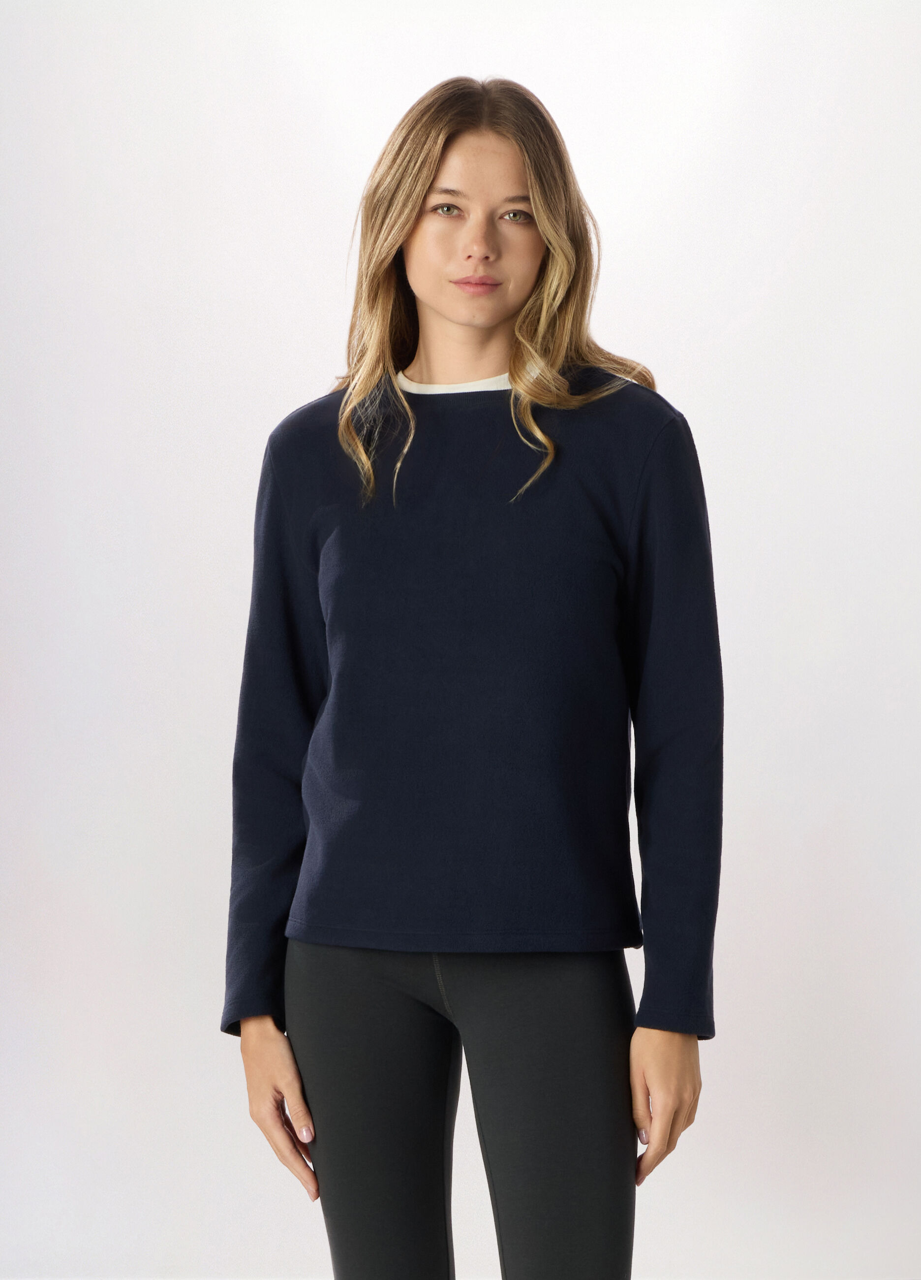 Felpa girocollo in pile donna_0