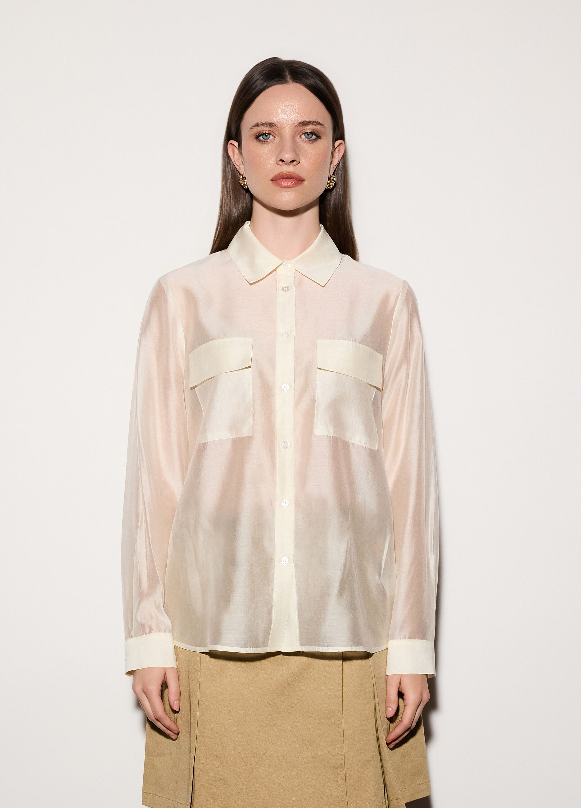 Camicia over fit con collo alla francese donna_1