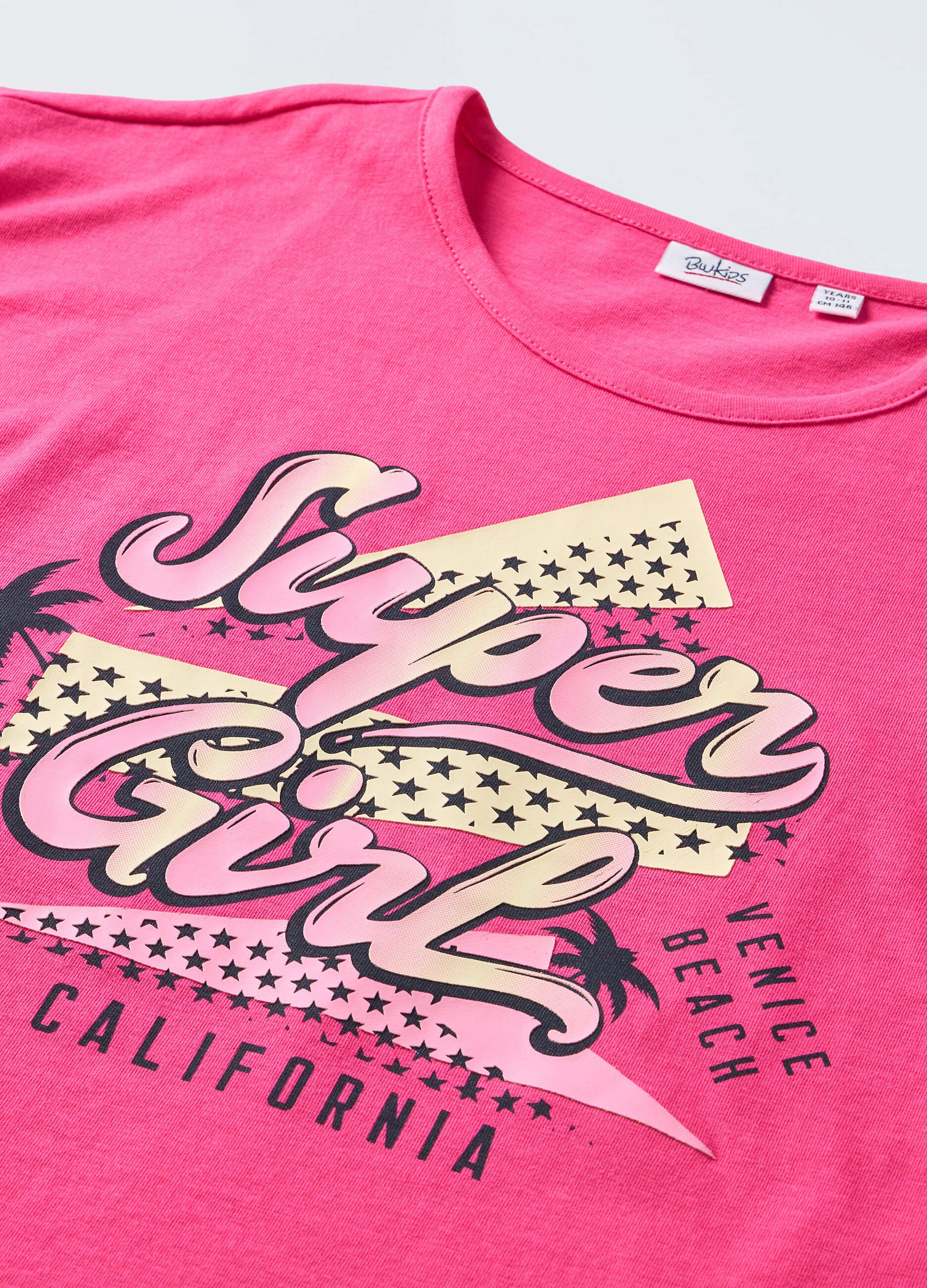 T-shirt in puro cotone con rouches ragazza_1
