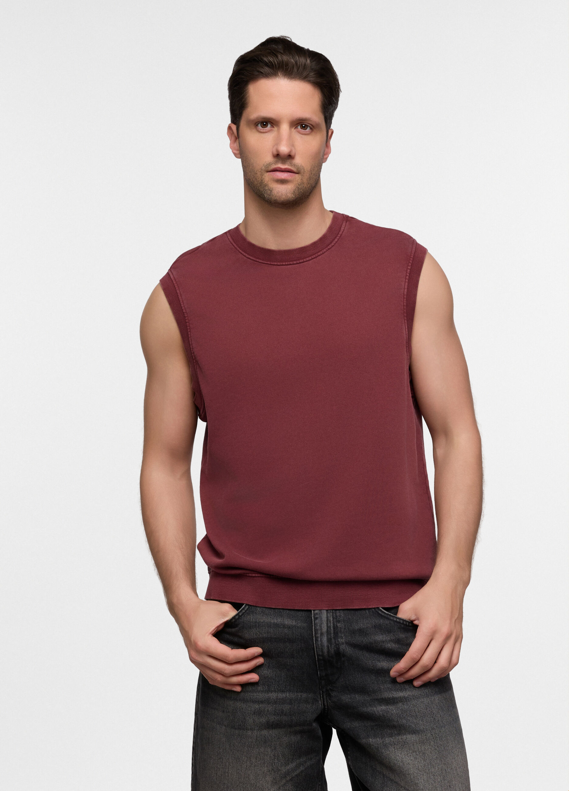 Canotta relaxed fit in misto cotone uomo