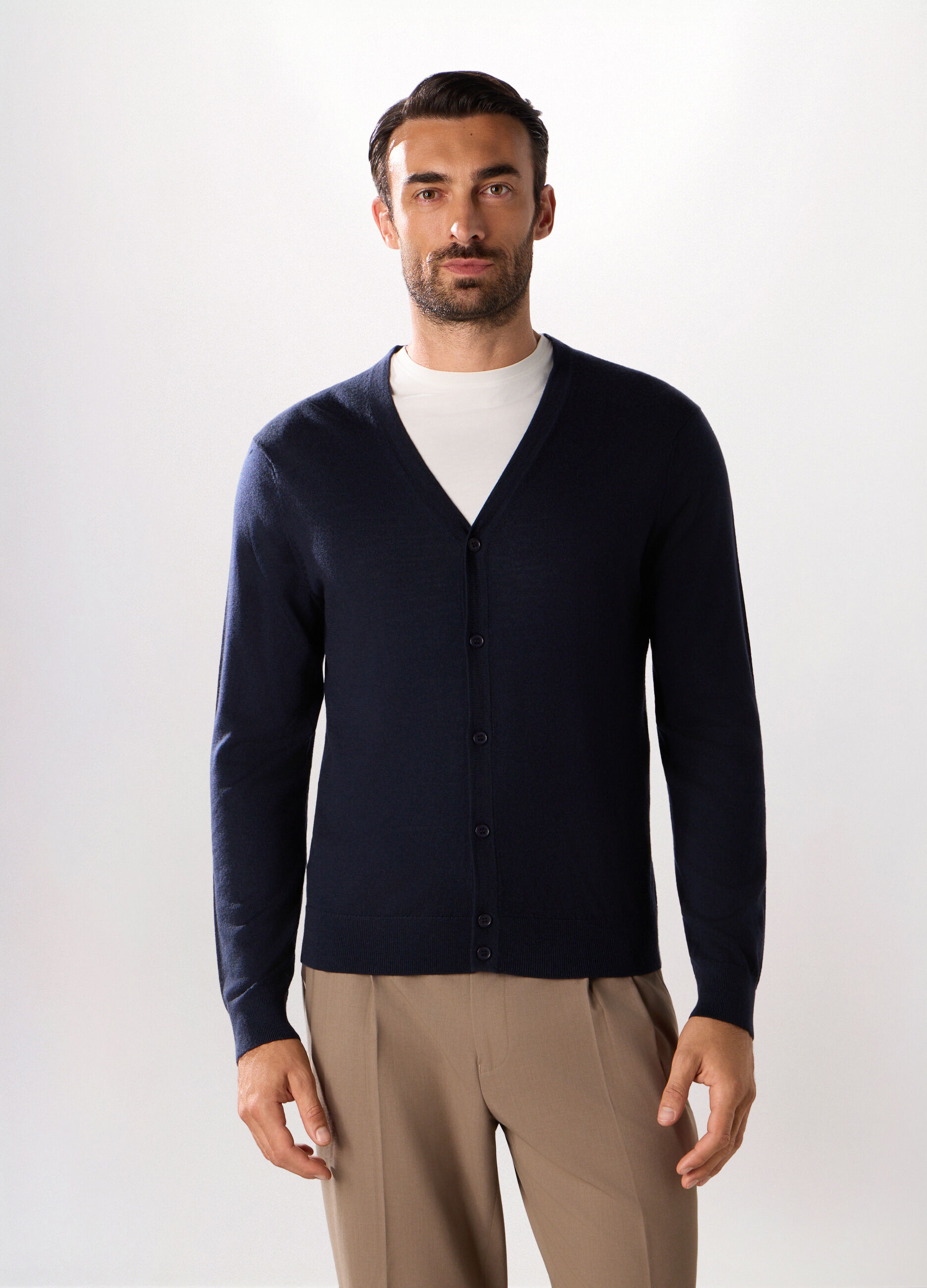 Cardigan in maglia di lana merino uomo_0