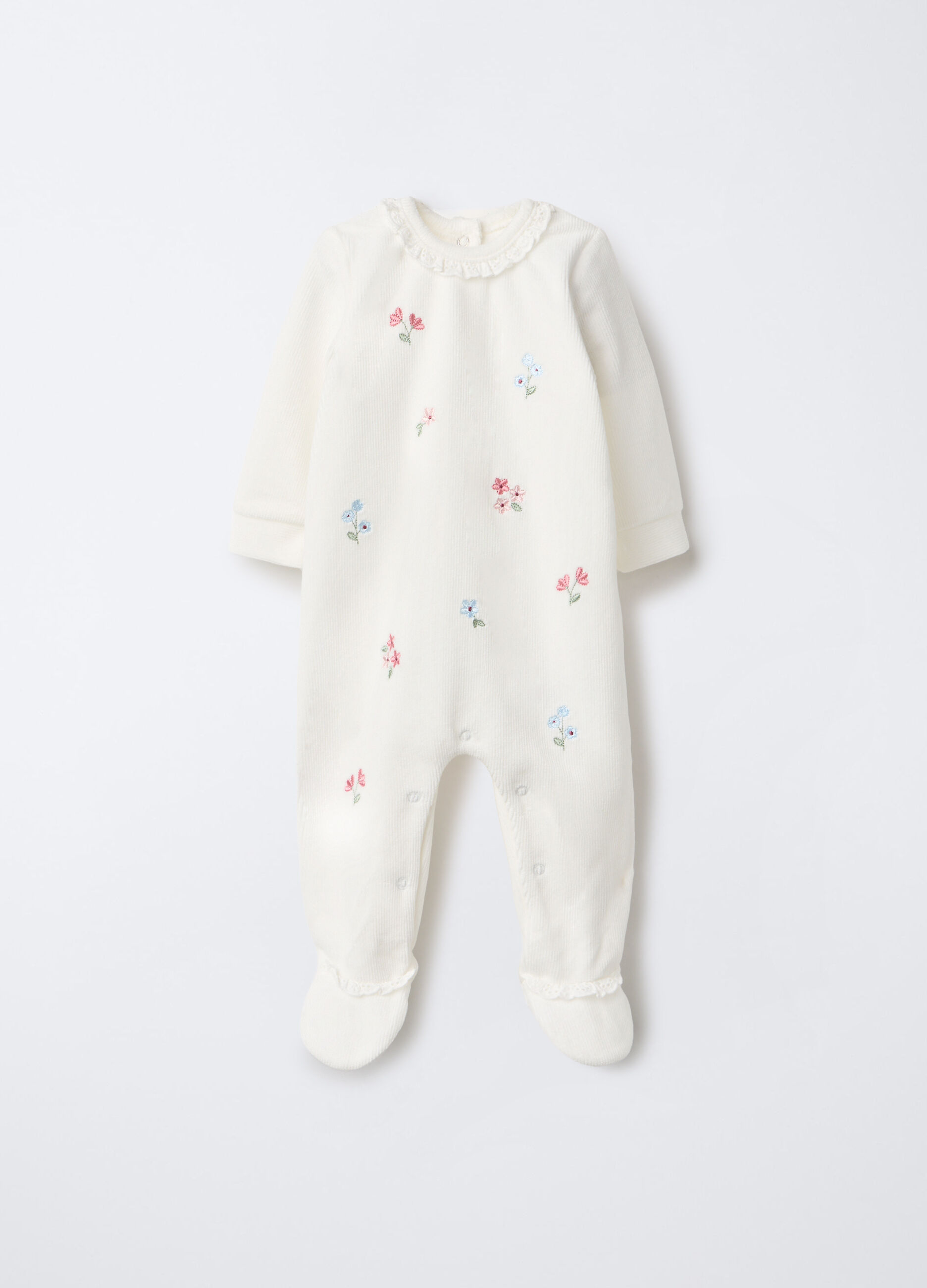 Tutina in costina velour misto cotone neonata