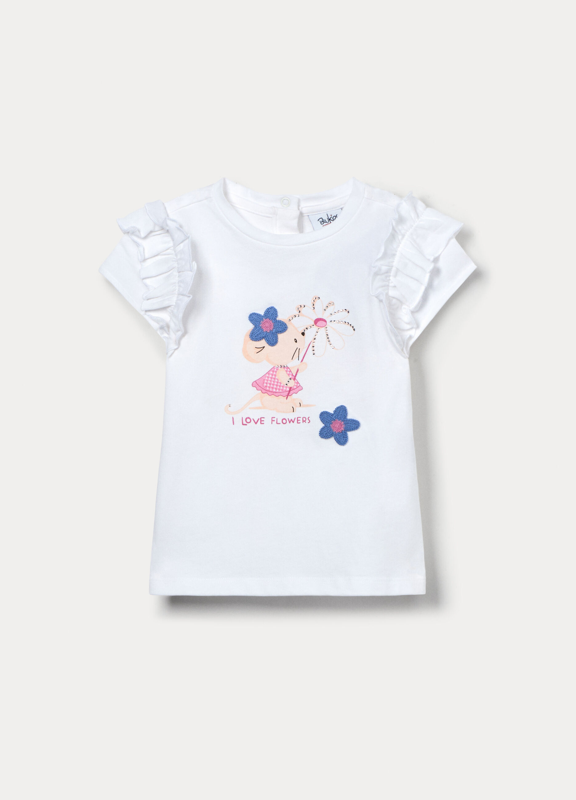 T-shirt in jersey di cotone stretch bimba_0