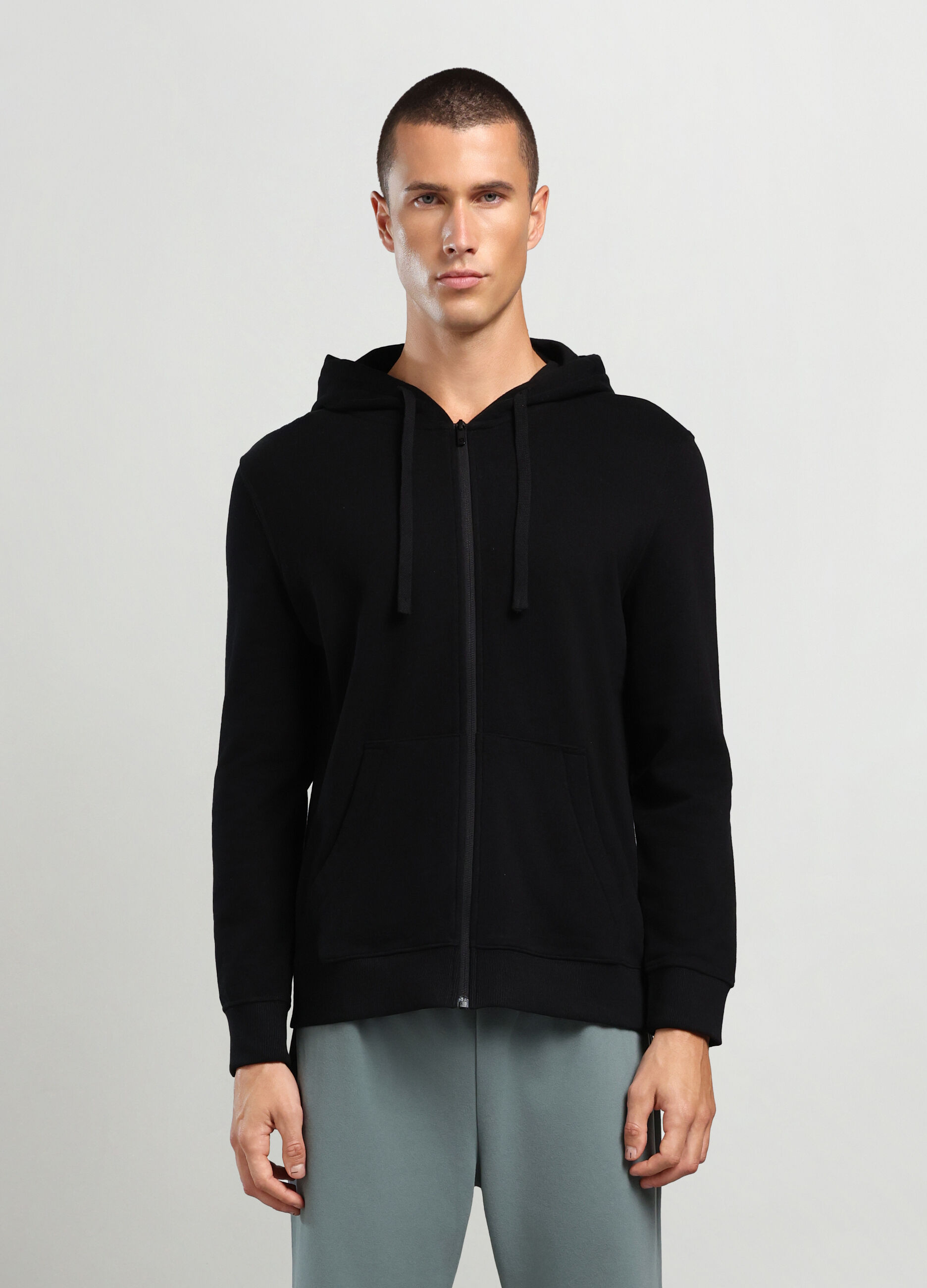 Felpa con cappuccio in puro cotone uomo_0