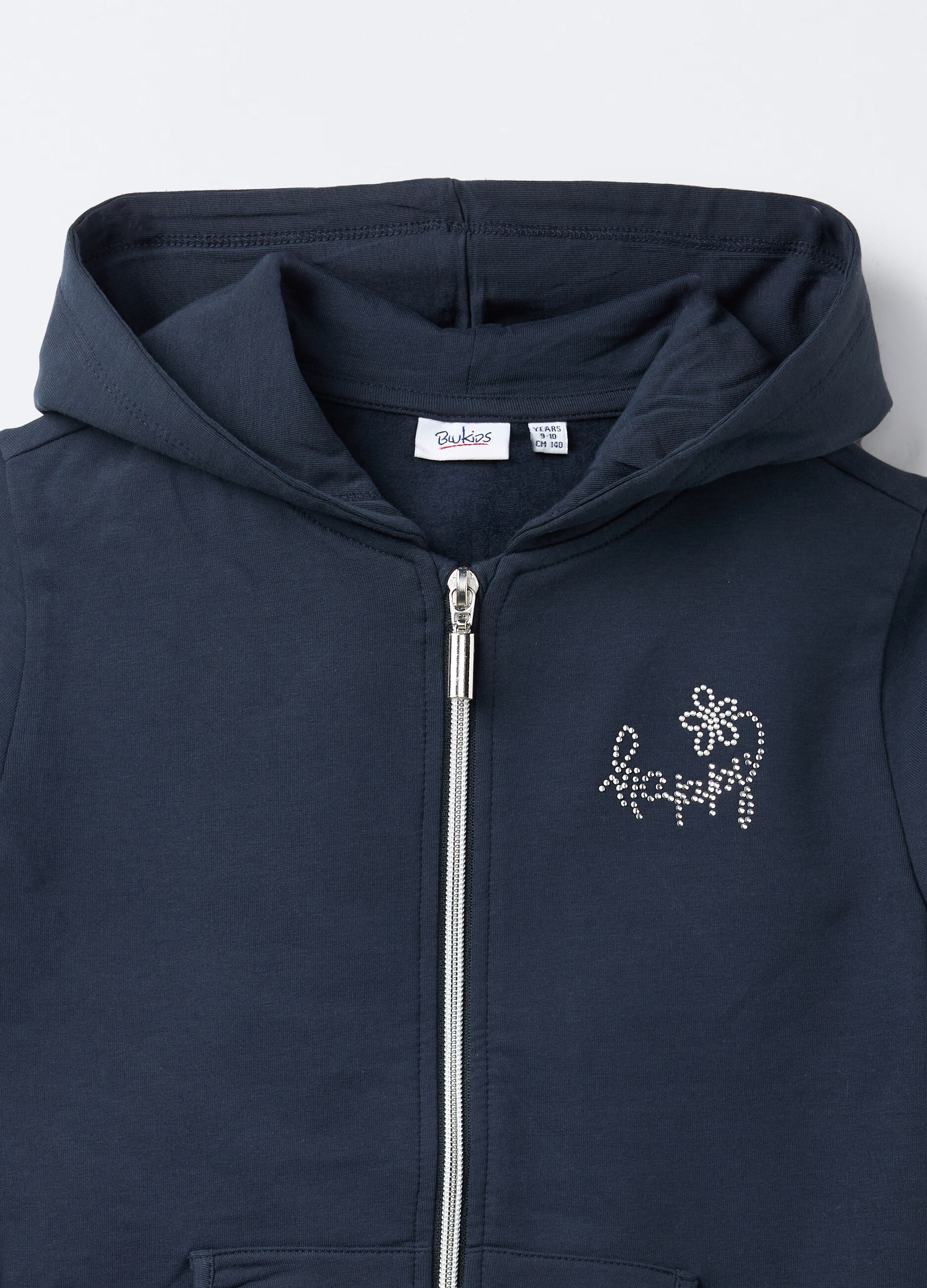 Felpa con cappuccio in cotone garzato stretch bambina_2