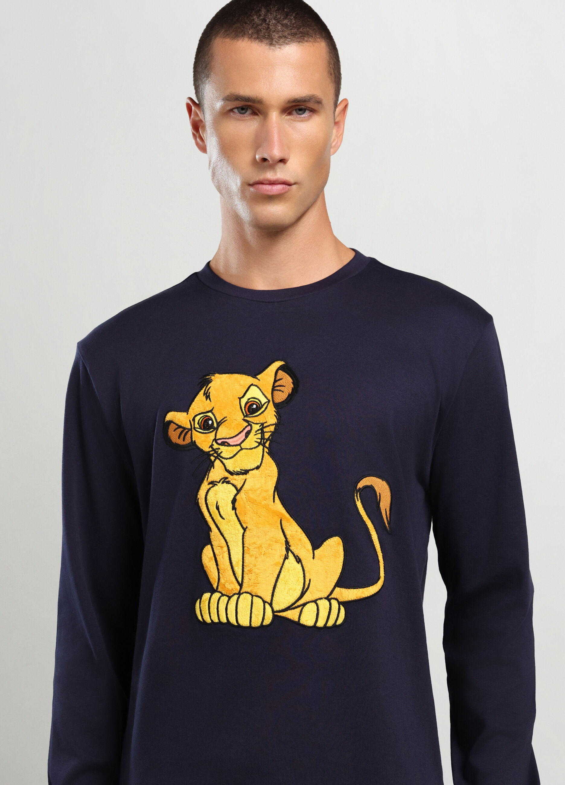 Pigiama lungo con stampa in puro cotone uomo_2