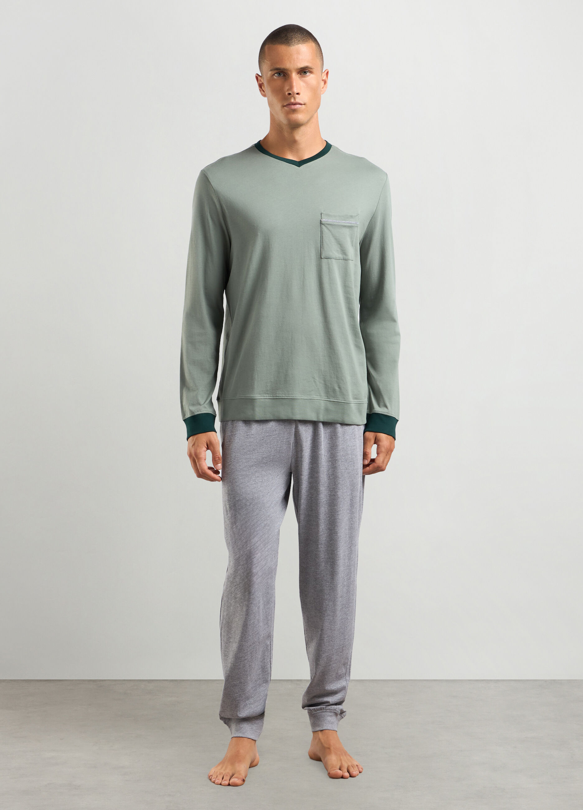 Set pigiama lungo in misto cotone uomo_0