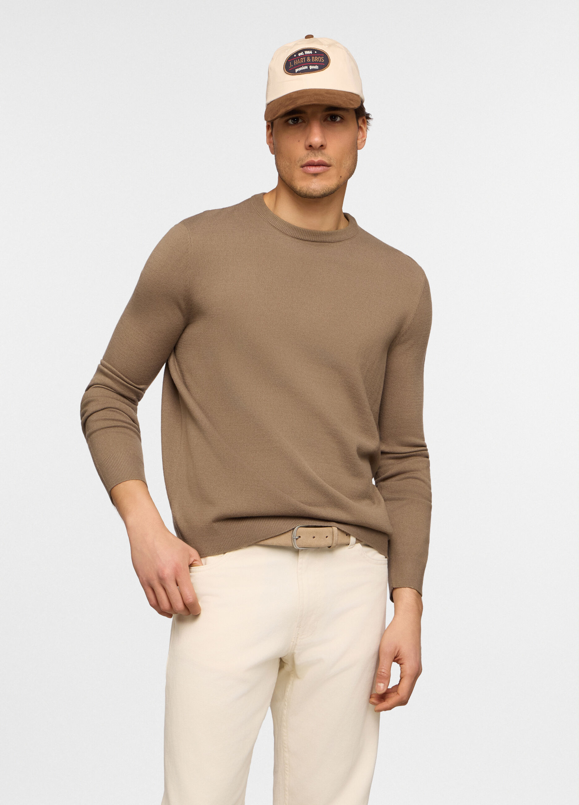 Maglione girocollo in maglia rasata uomo_0