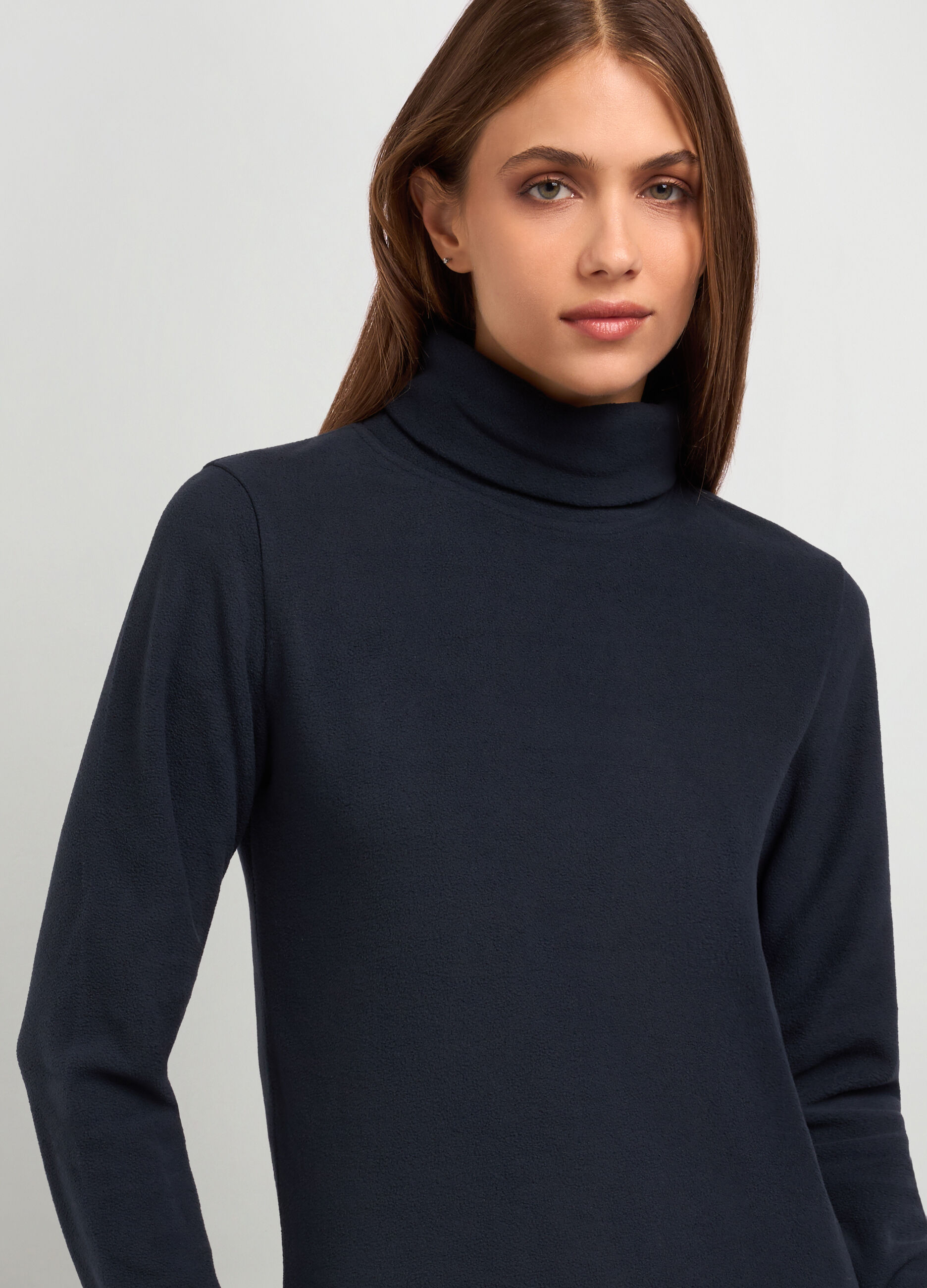 Felpa in pile a collo alto donna_2