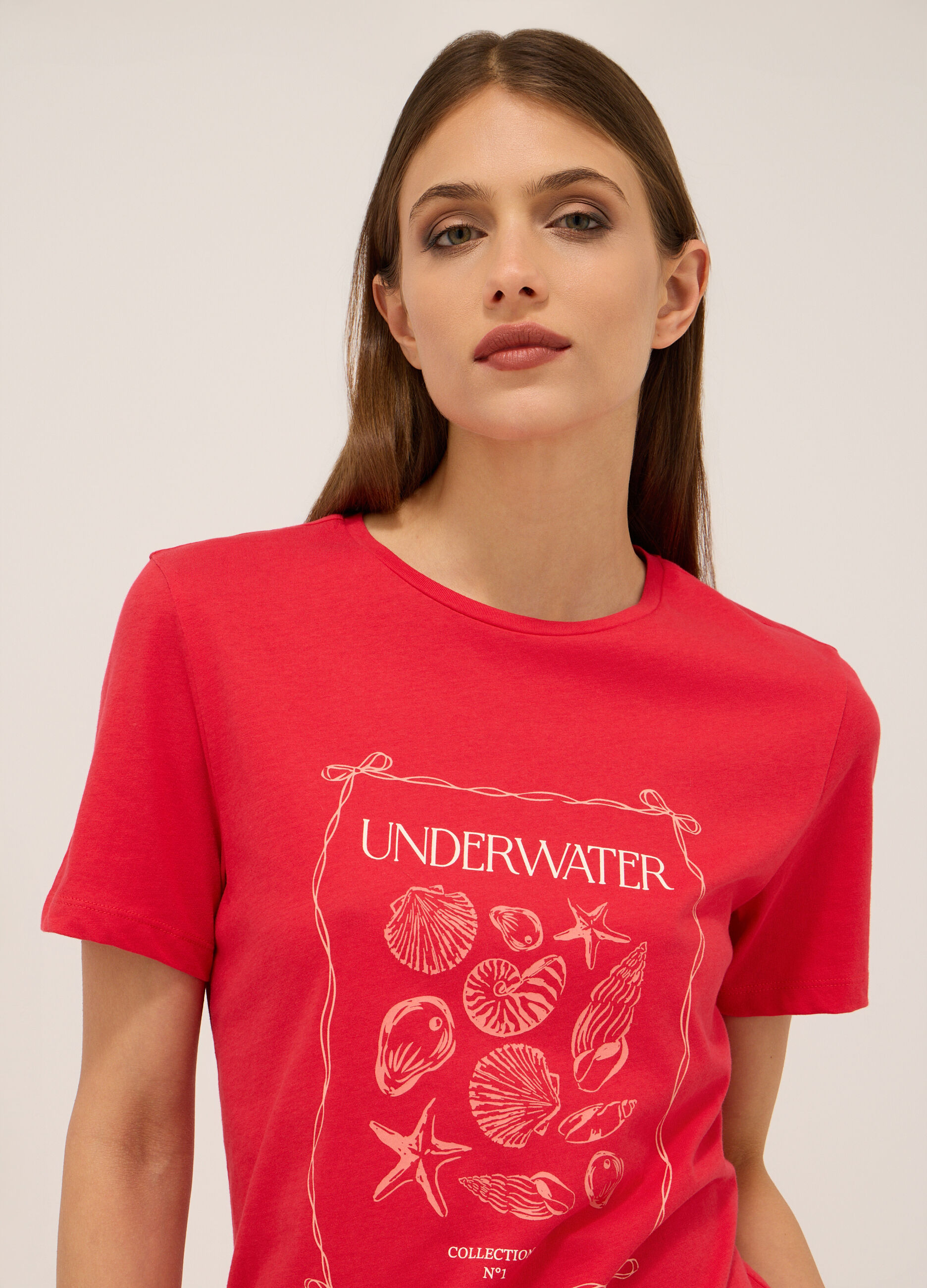 T-shirt in jersey di cotone stretch donna_2