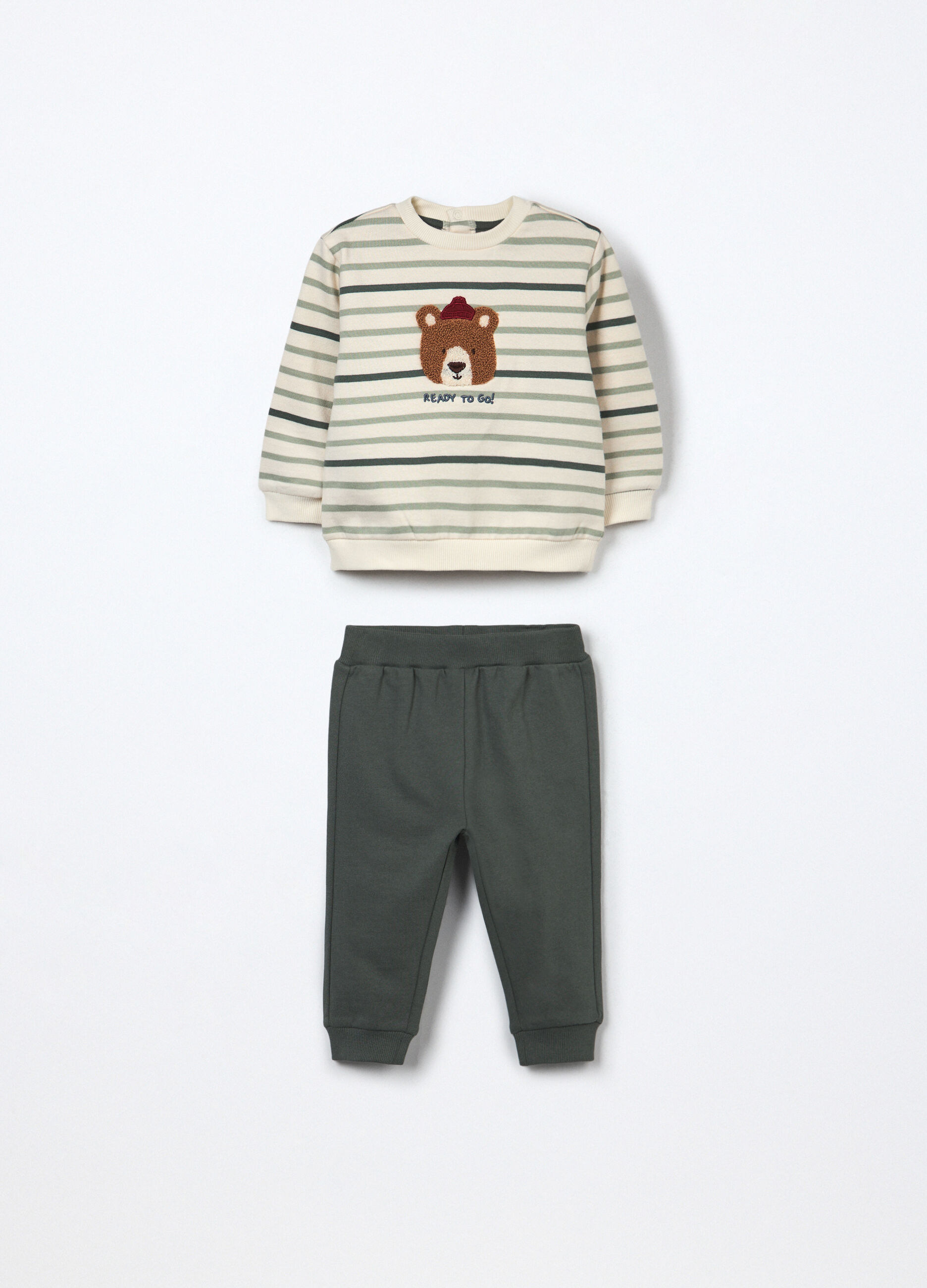 Jogging set in felpa di puro cotone neonato_0