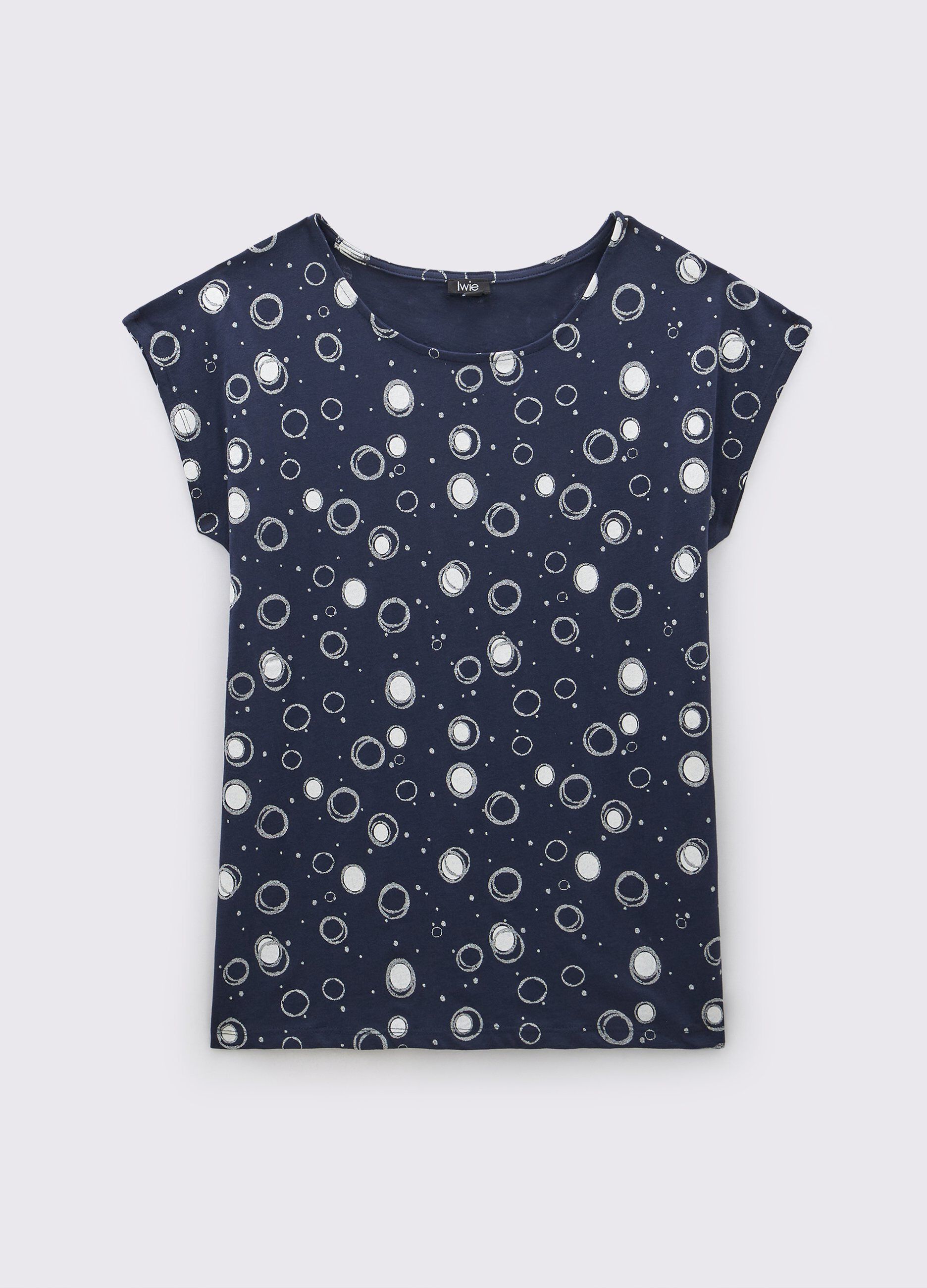T-shirt in puro cotone con stampa glitter donna_0