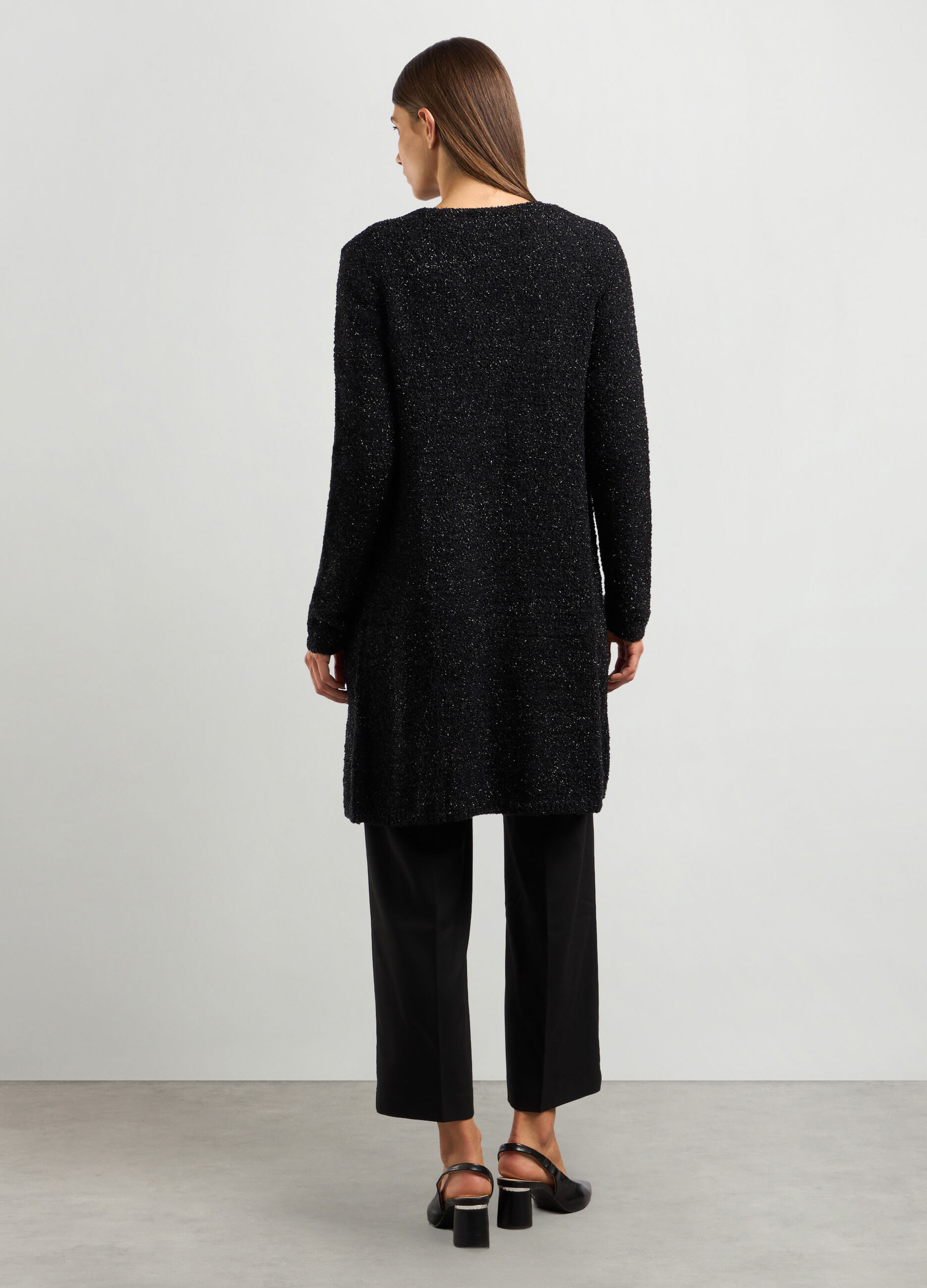 Cardigan aperto in bouclé donna_1