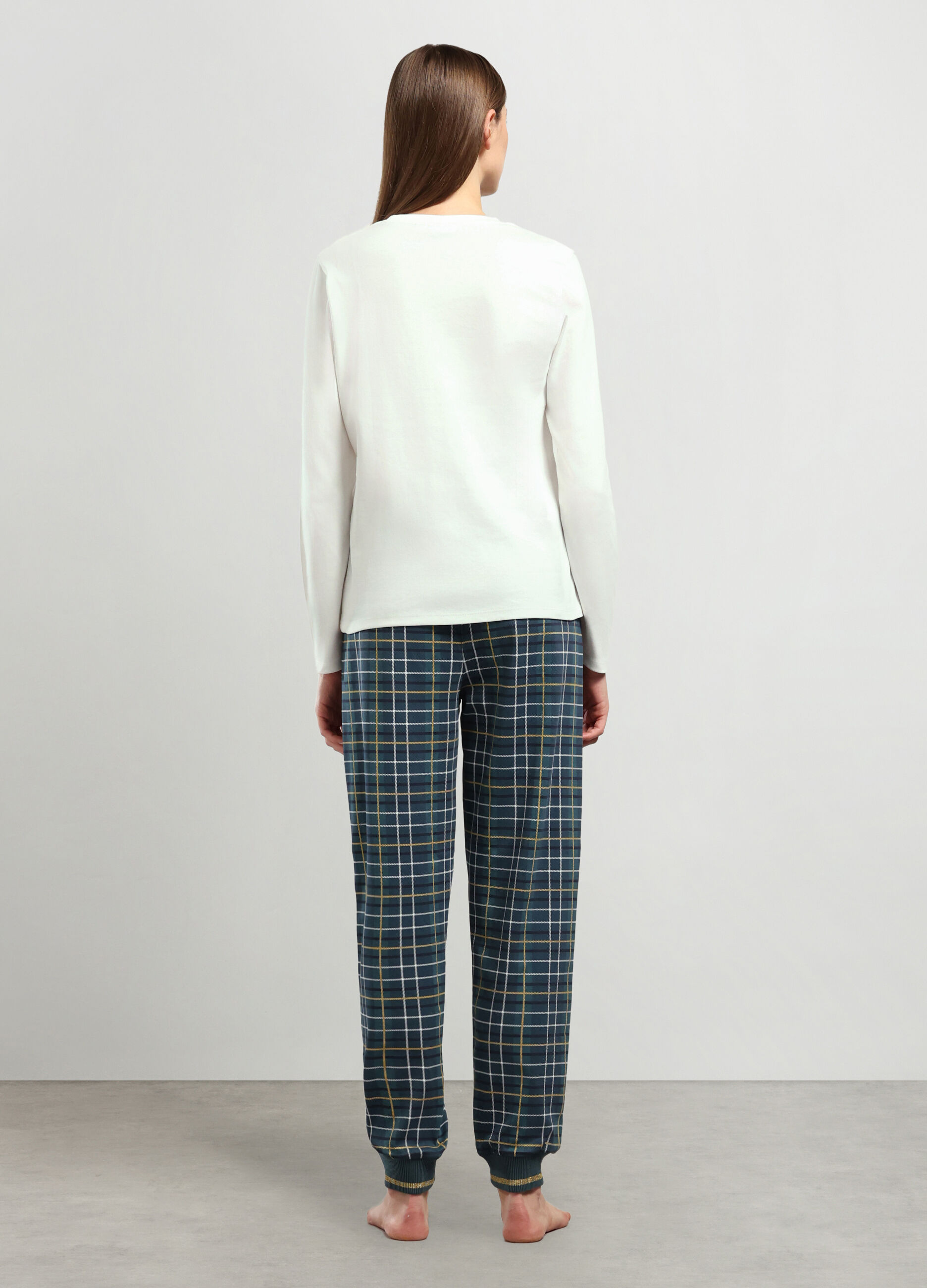 Set pigiama lungo in puro cotone donna_1