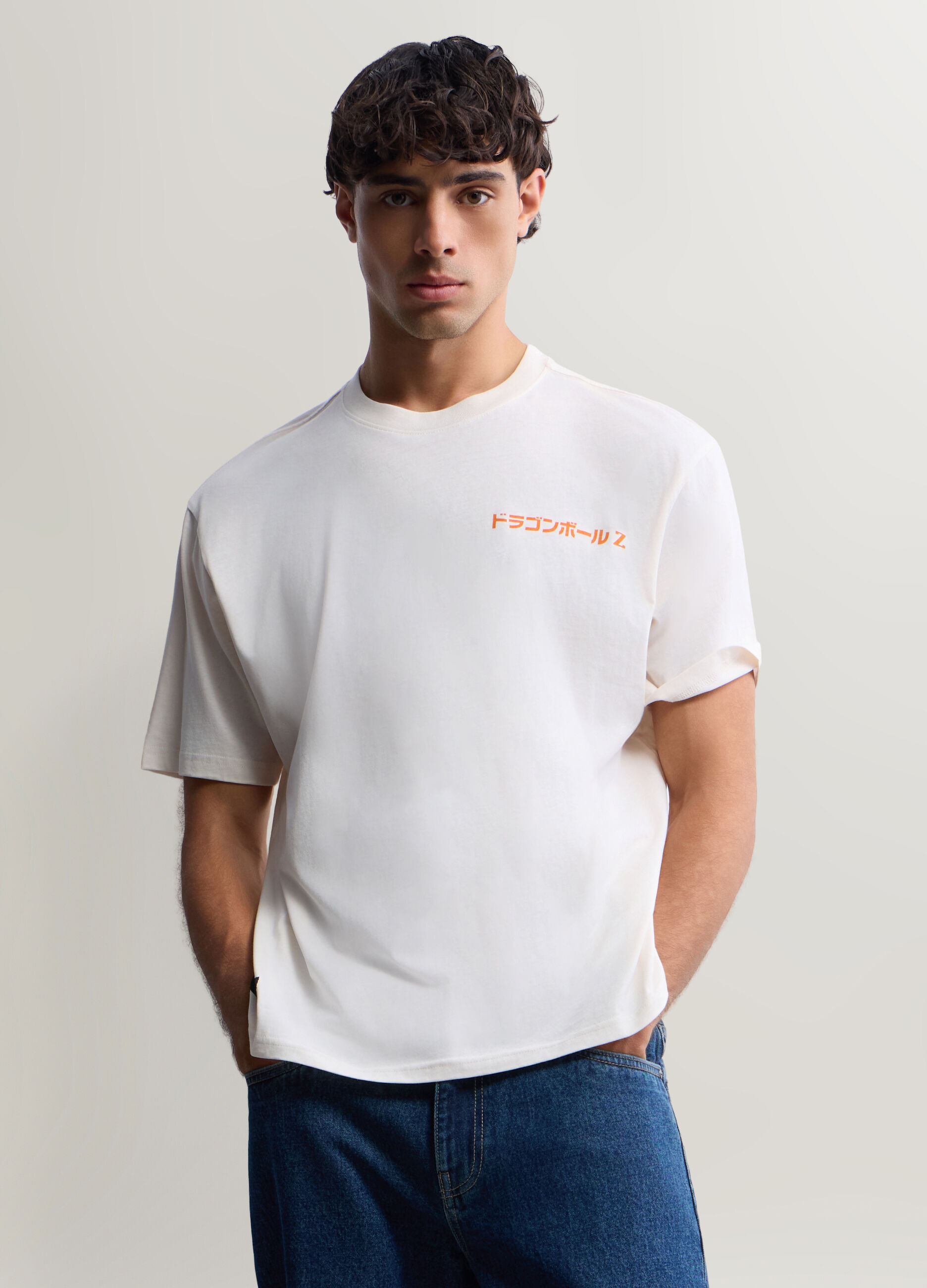 T-shirt girocollo in cotone con stampa Dragonball uomo
