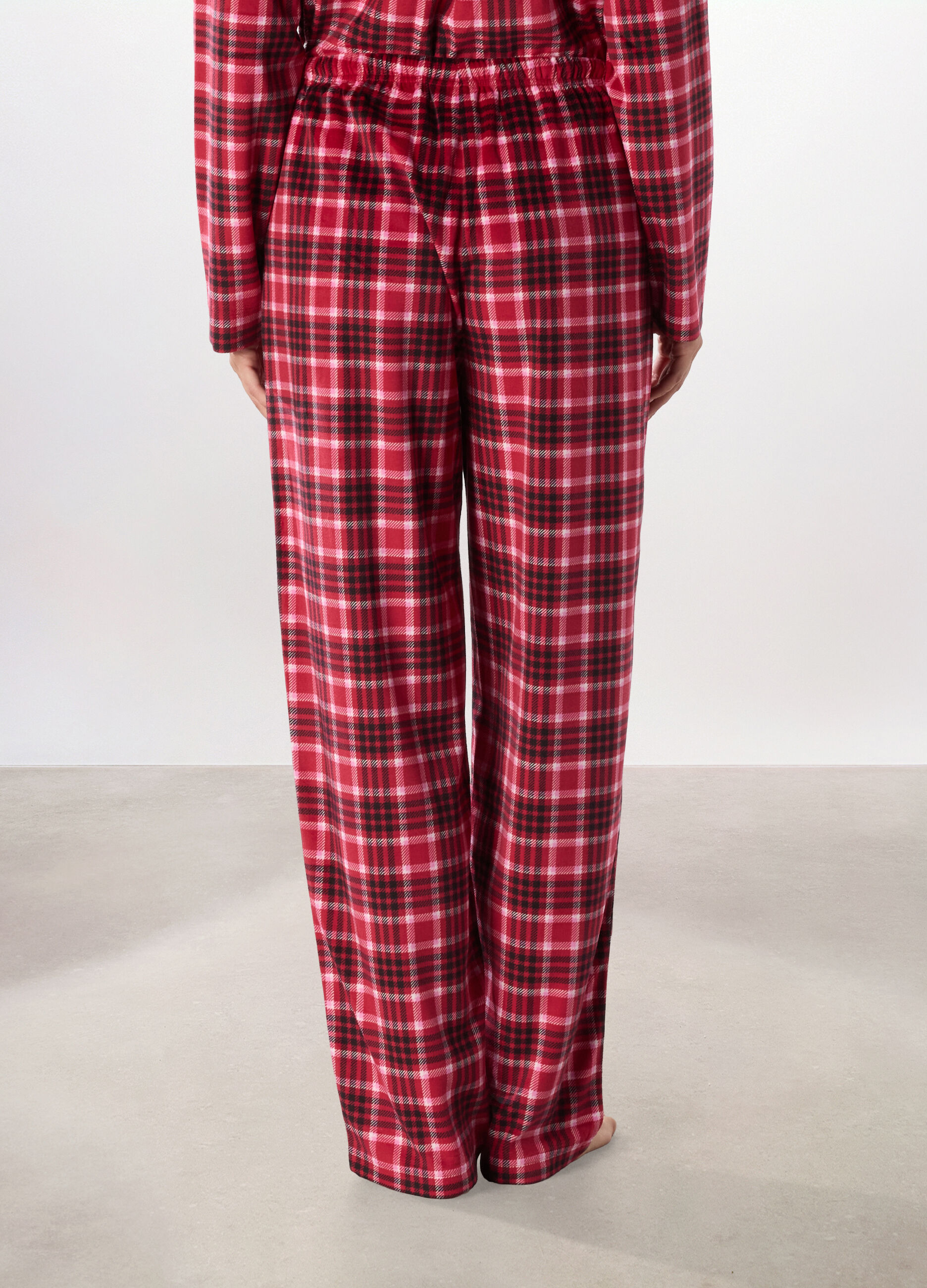 Pantalone pigiama lungo in velours a quadri donna_2