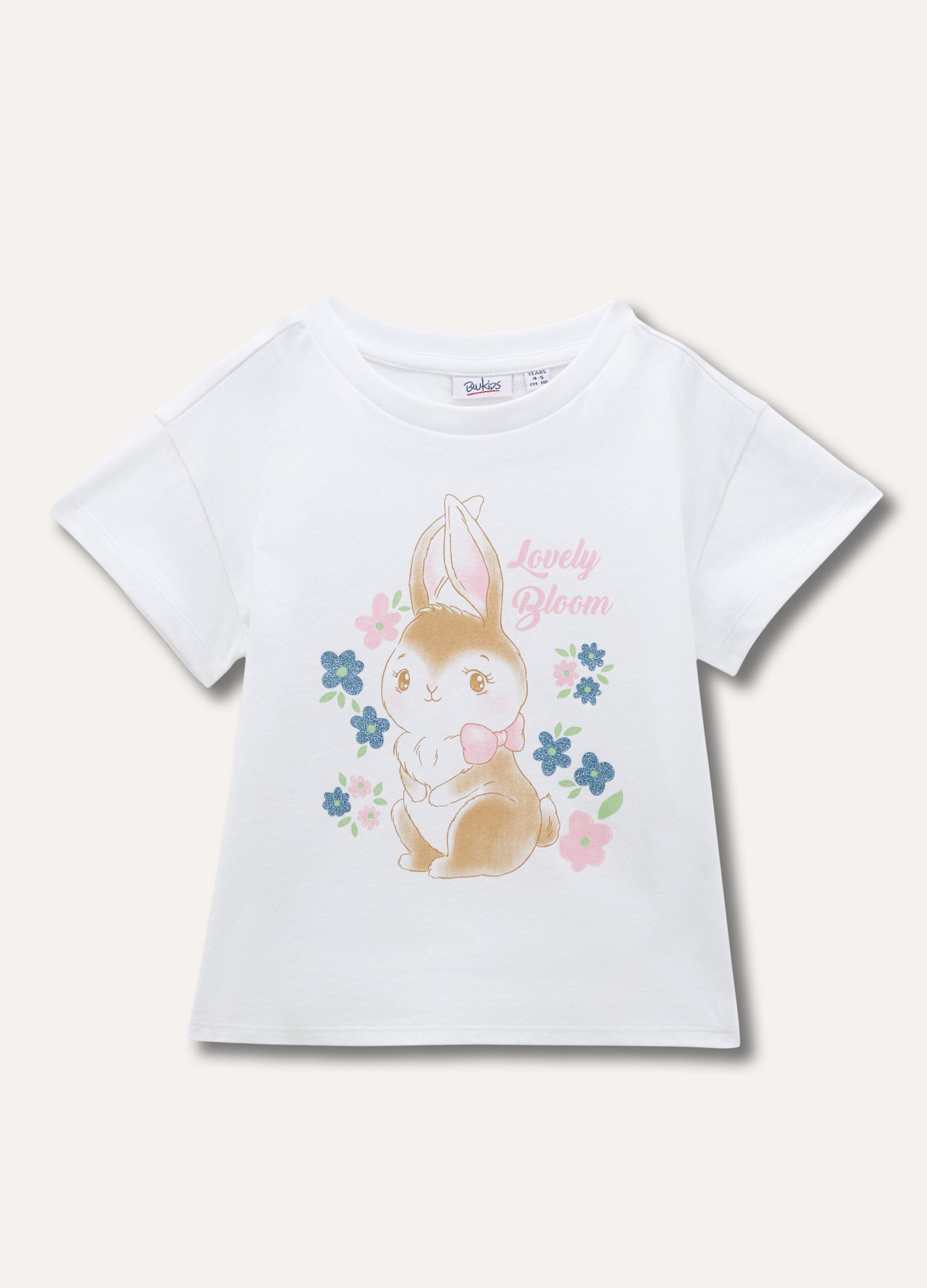 T-shirt in cotone stretch con stampa bambina_0