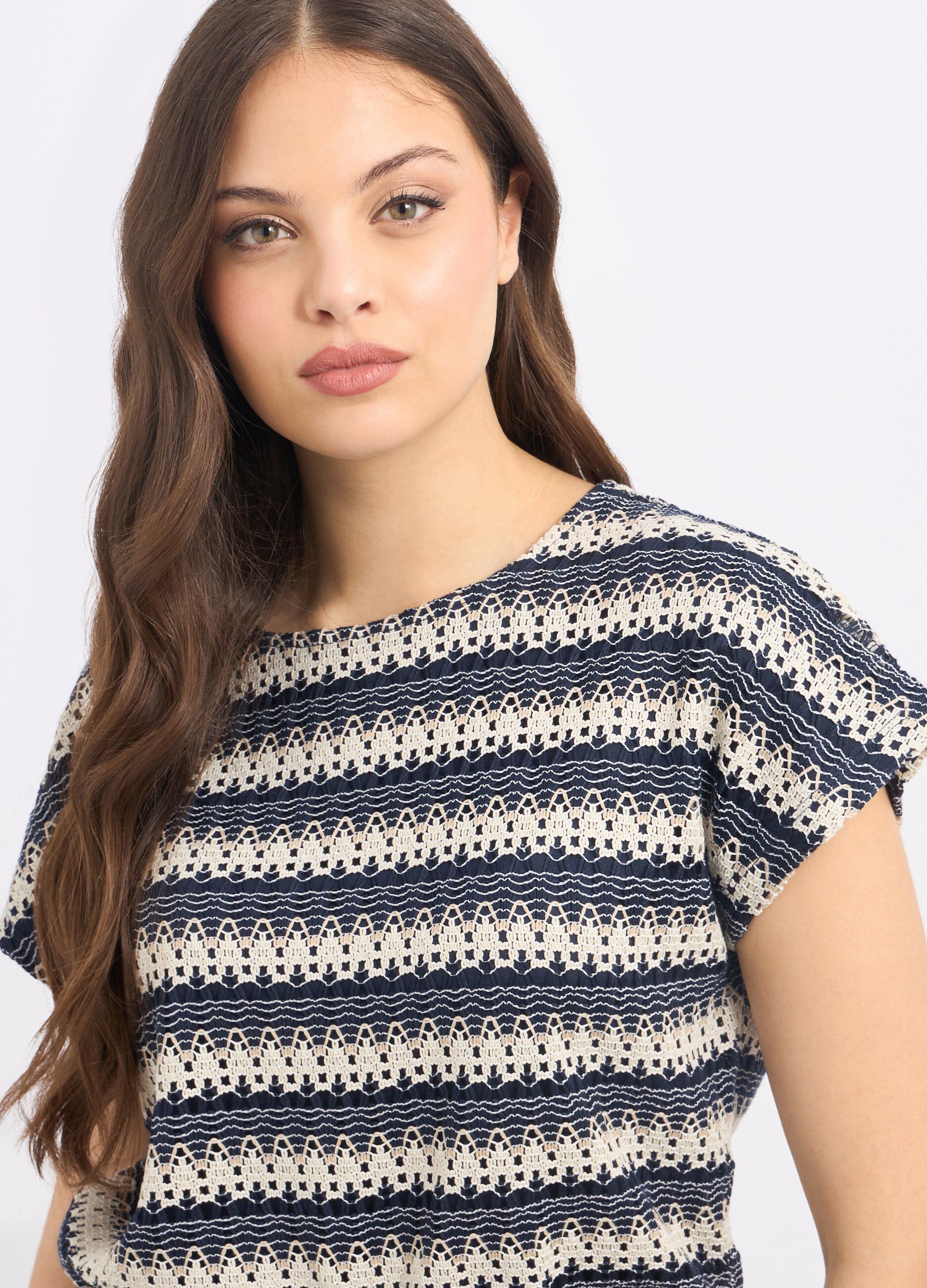 T-shirt con lavorazione jacquard donna_2