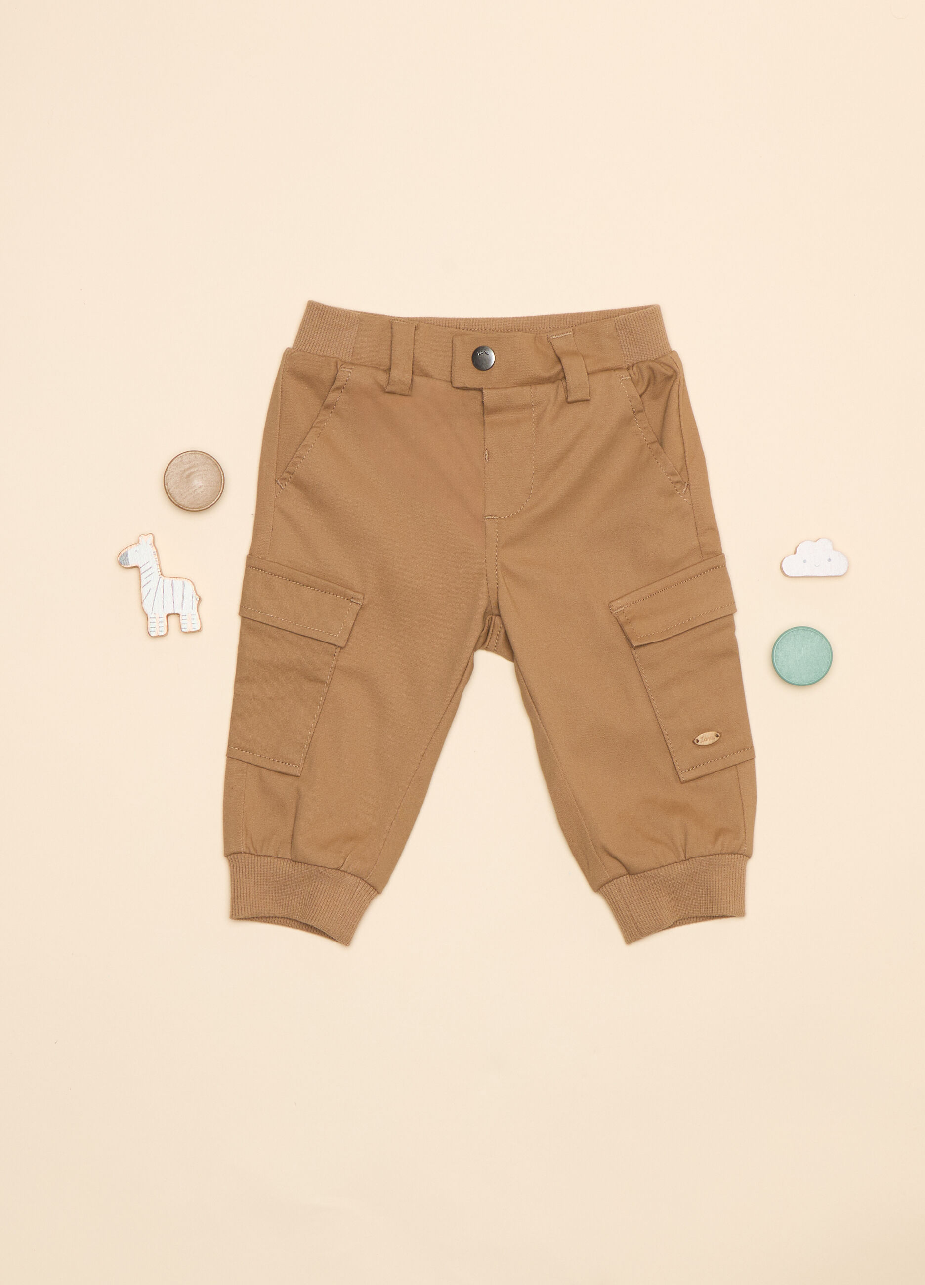 Pantaloni cargo in twill di cotone stretch_0