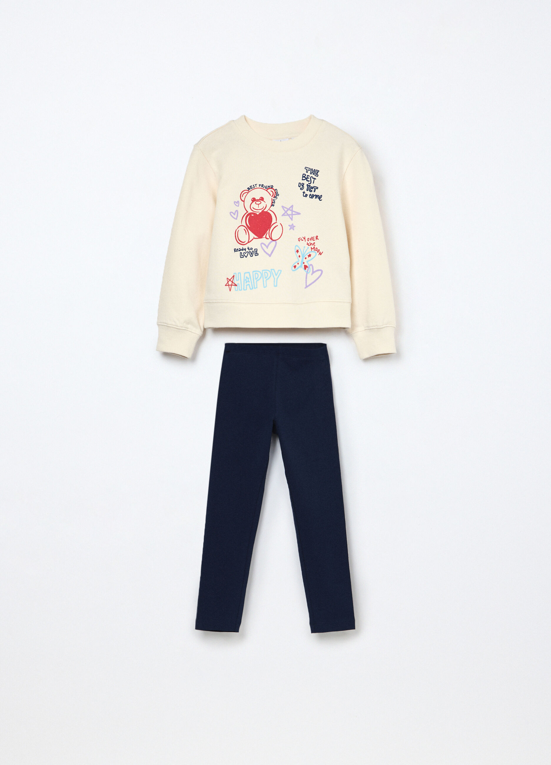Jogging set in french terry di puro cotone bambina_0