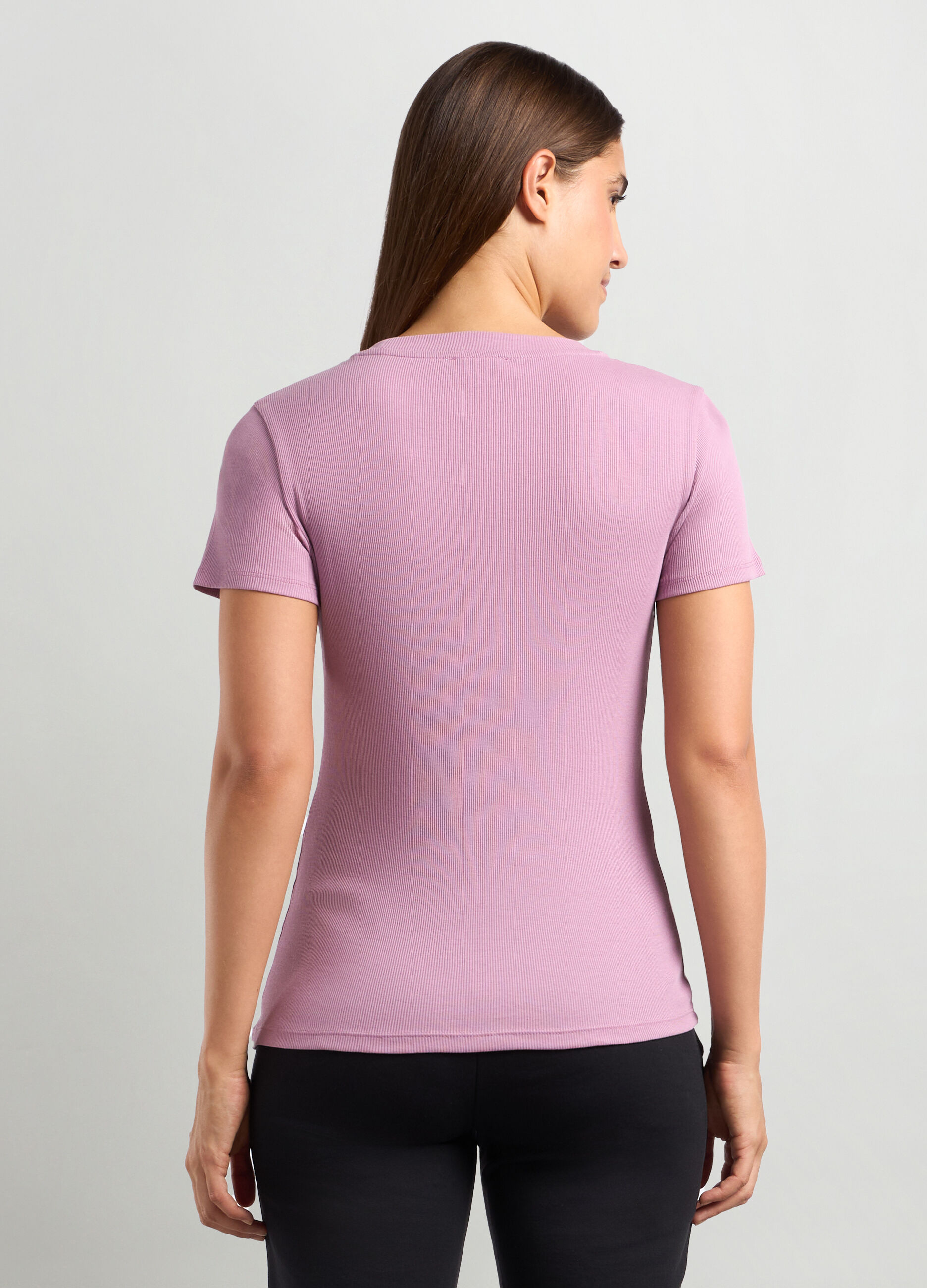 T-shirt in costina di puro cotone donna_1