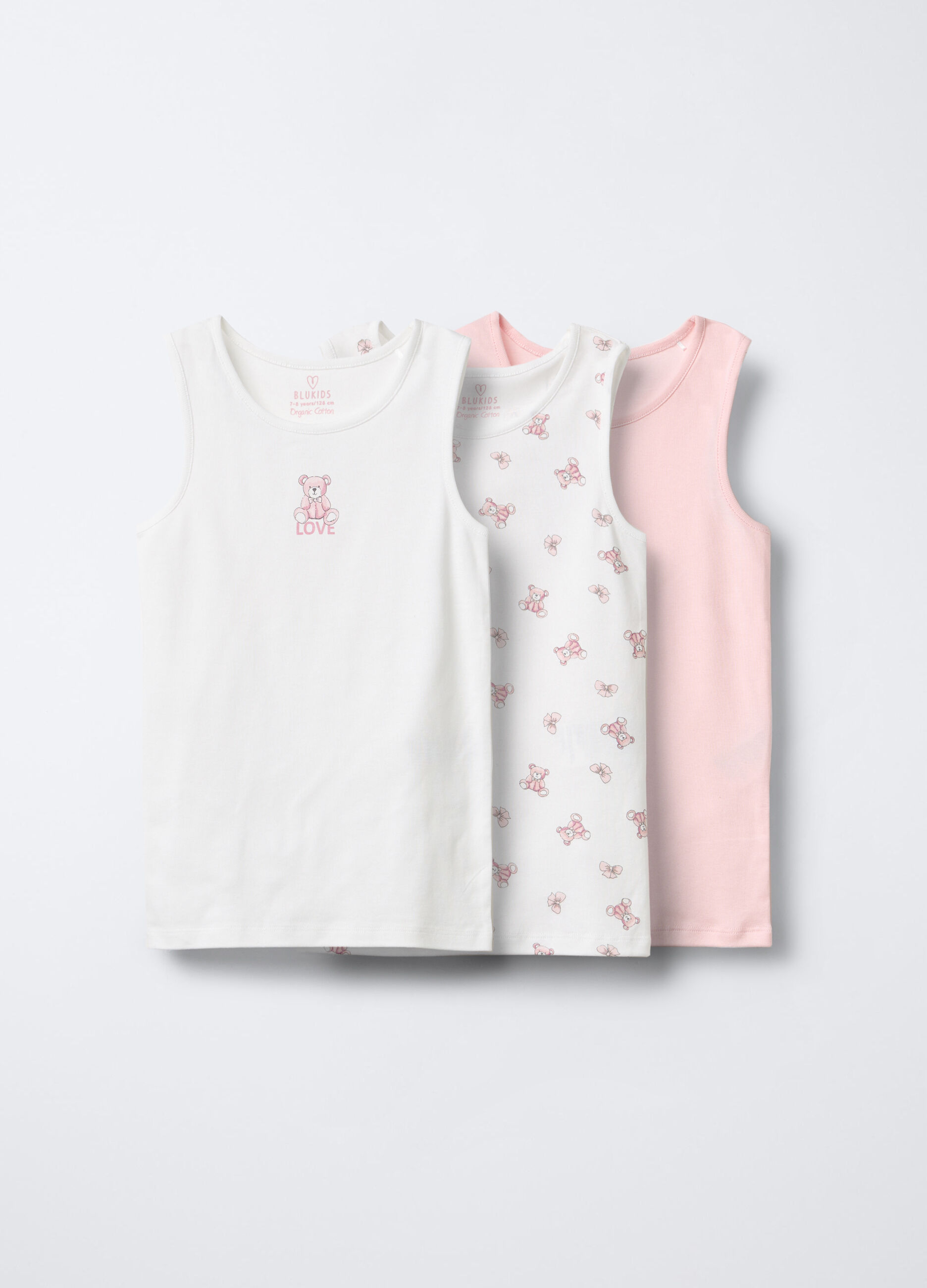 Pack 3 canotte in costina di puro cotone bambina_0