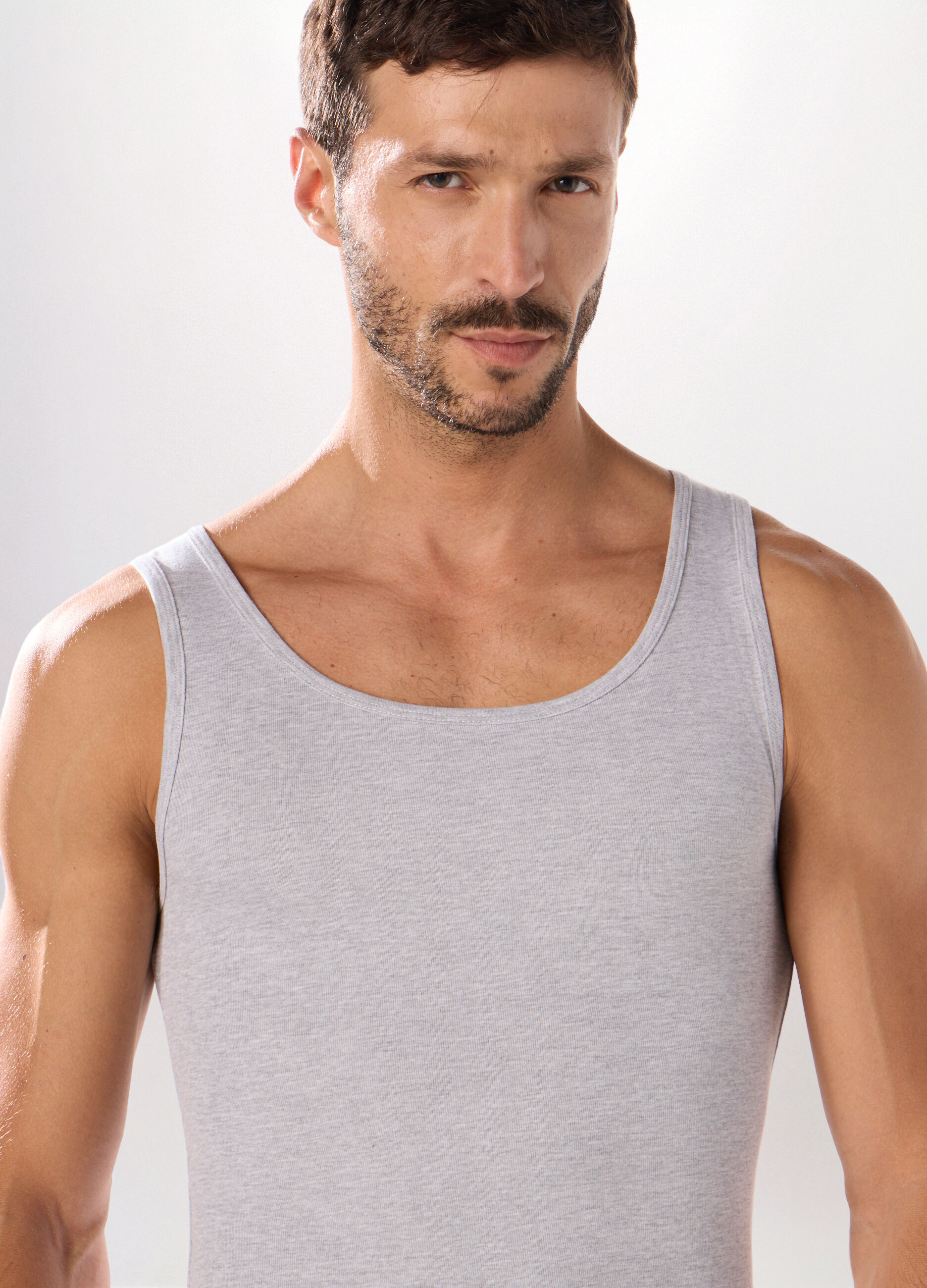 Canotta in misto cotone a costine uomo_2