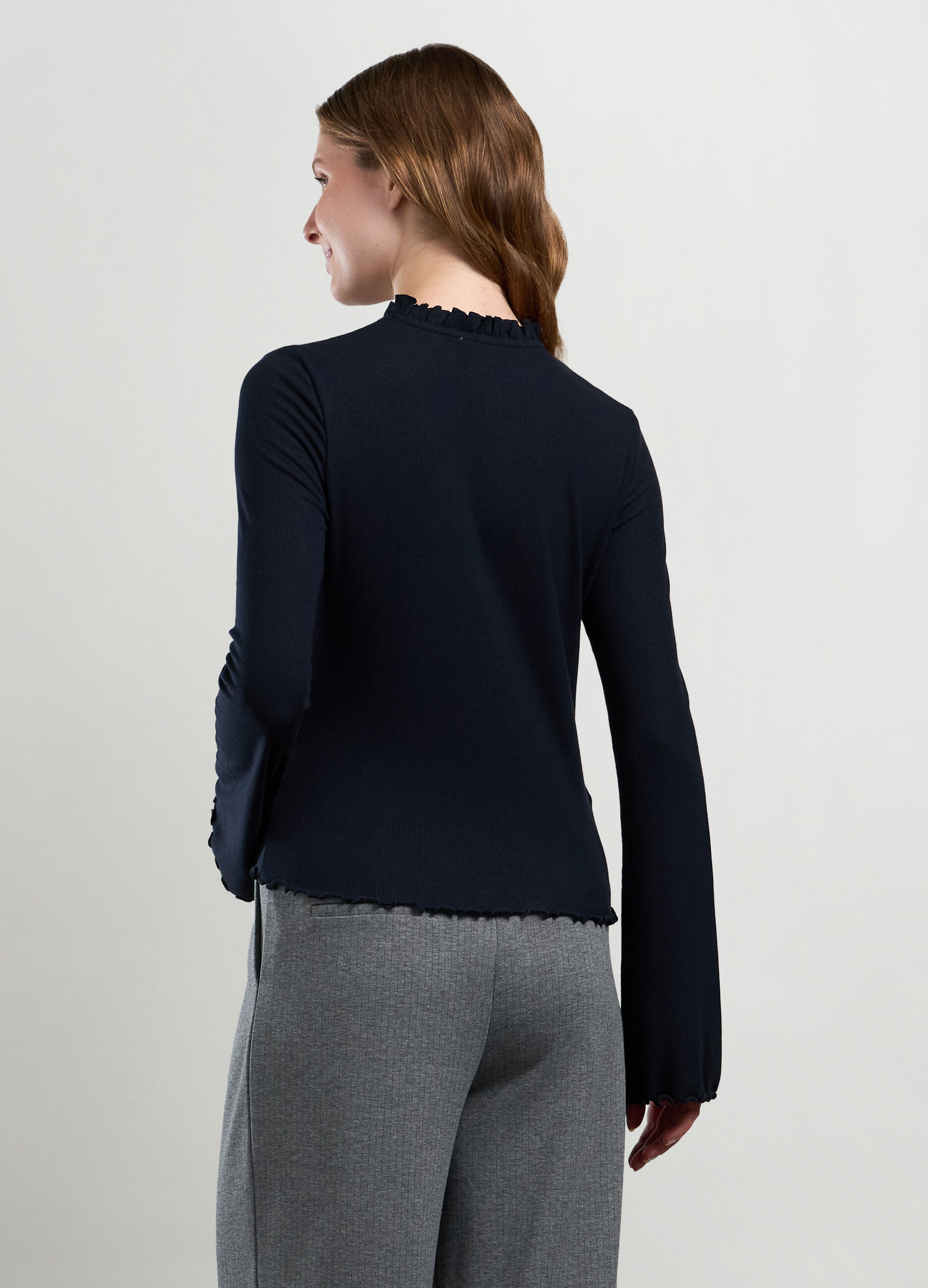 T-shirt in costina di misto viscosa donna_1