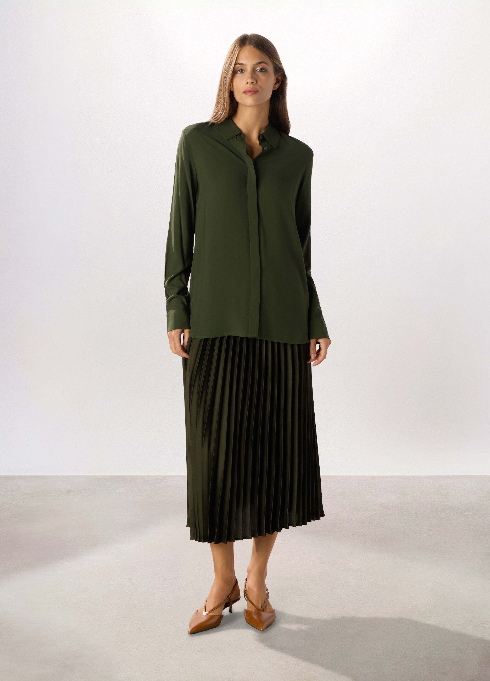 Gonna in raso plissé donna_0