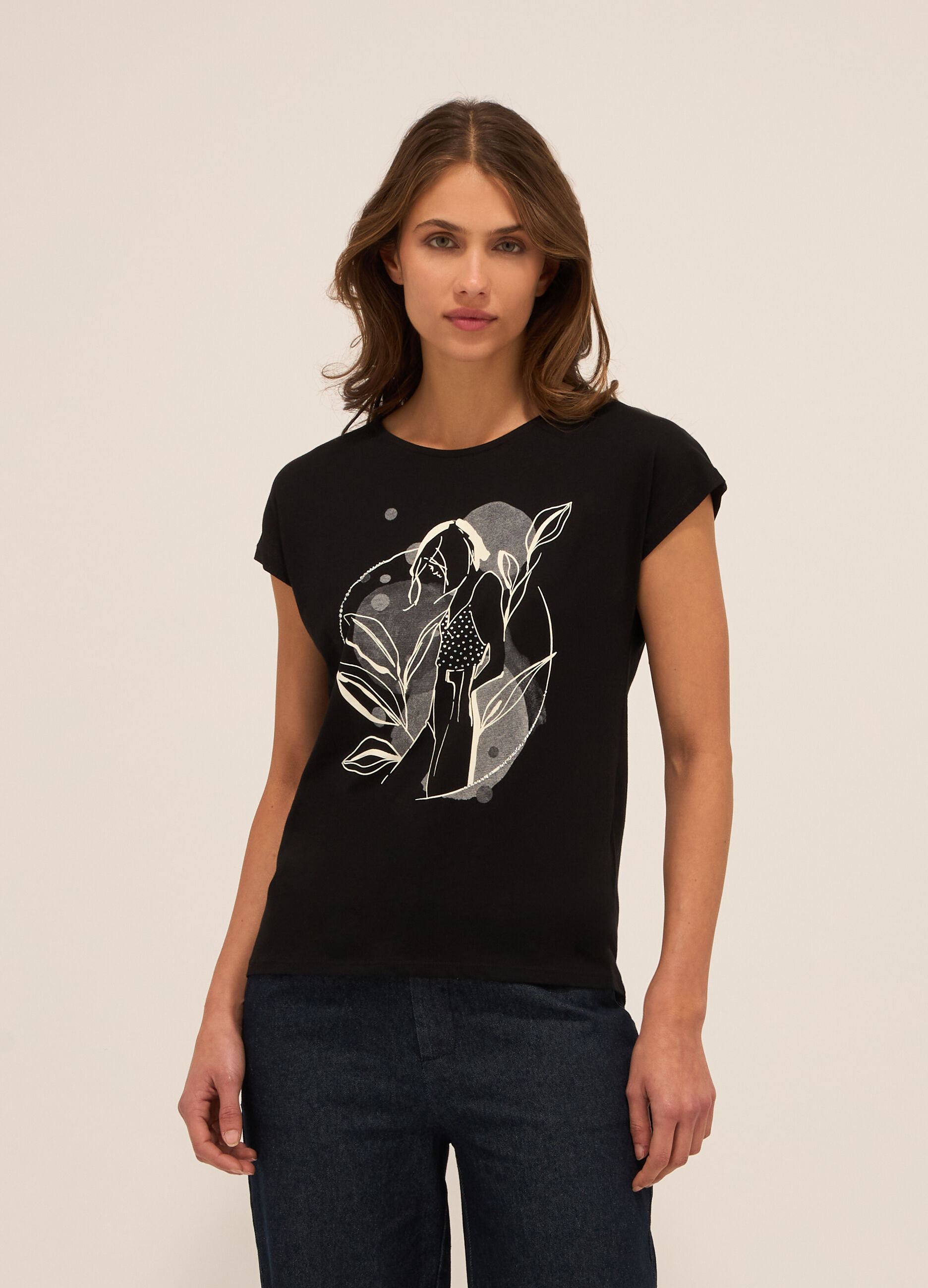 T-shirt in jersey di puro cotone donna_0
