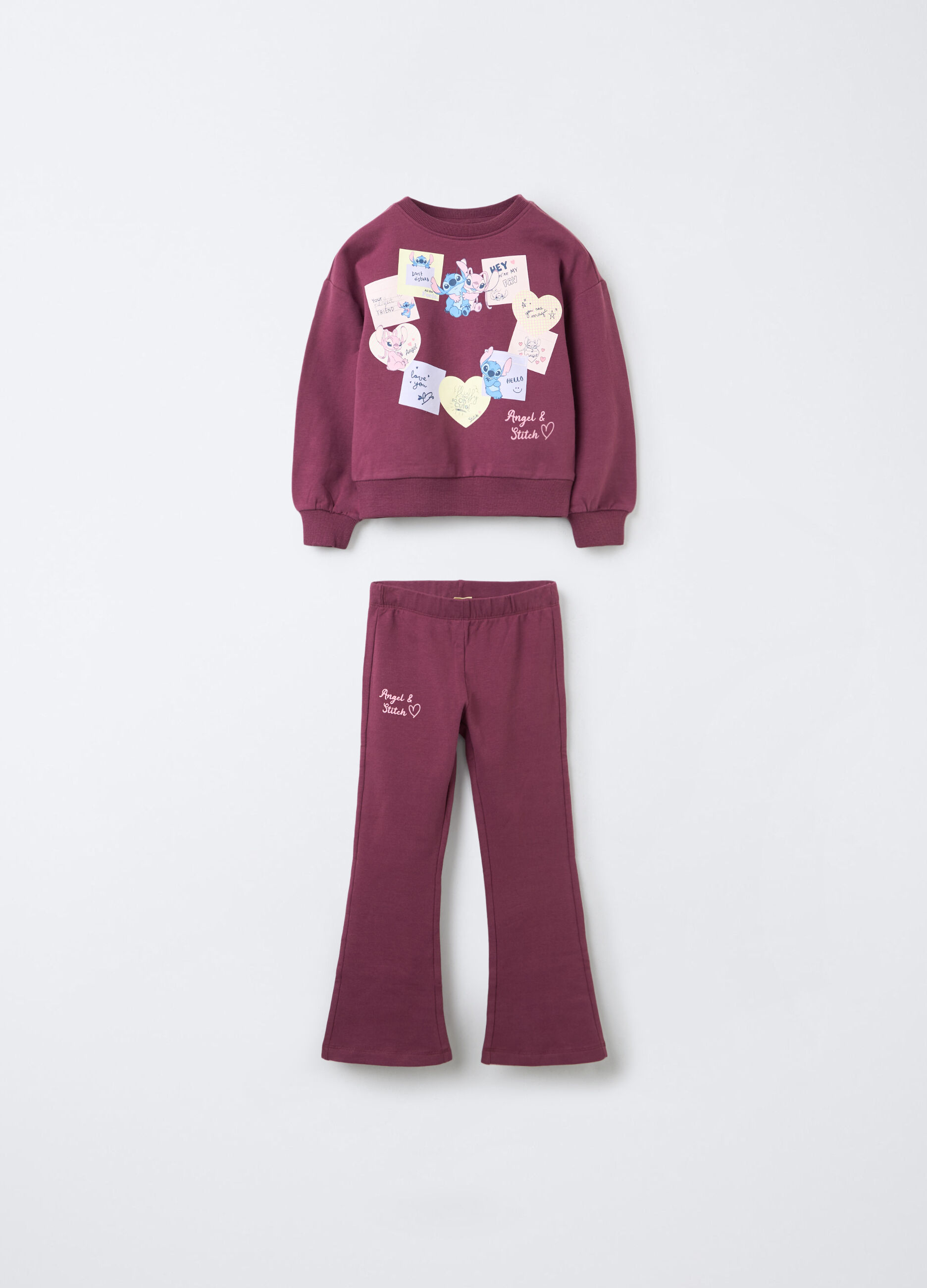 Jogging set in cotone garzato stretch bambina_0