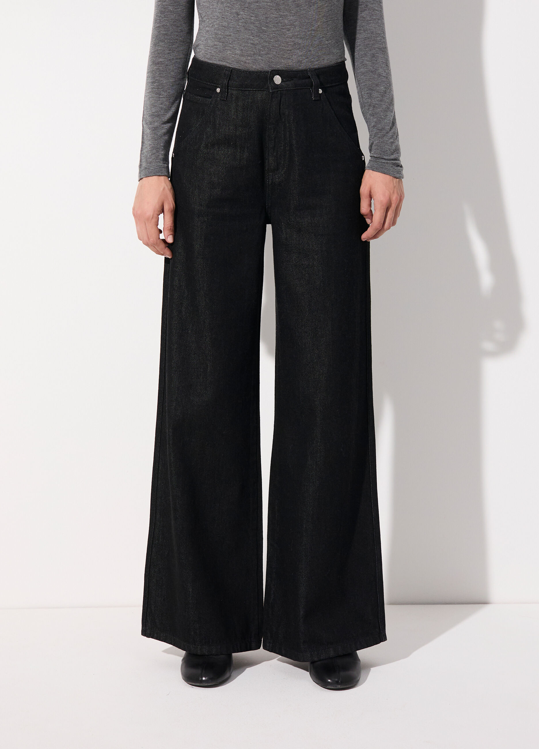 Denim wide leg in cotone misto lyocell donna_1