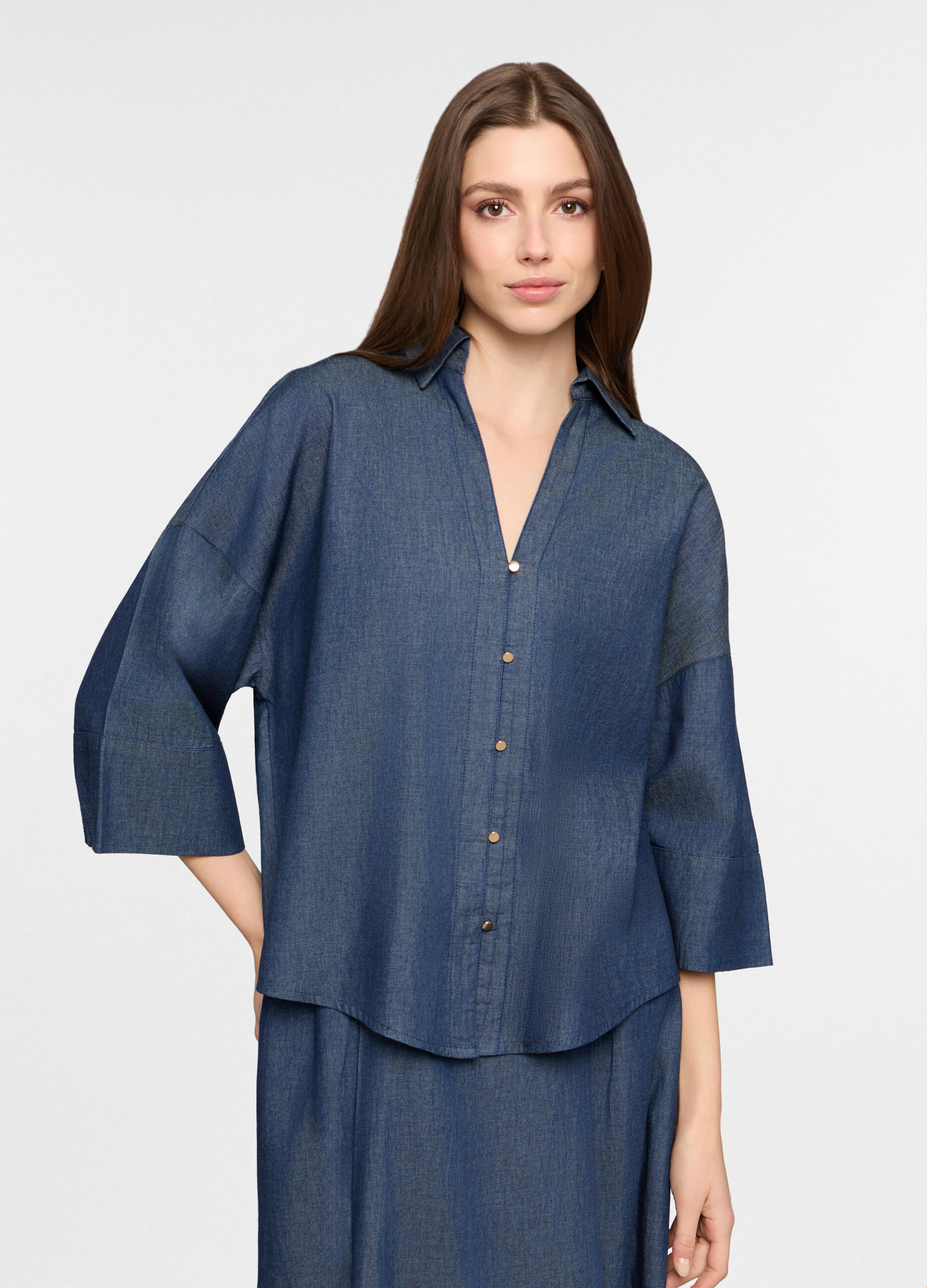 Camicia over fit in chambray donna_0