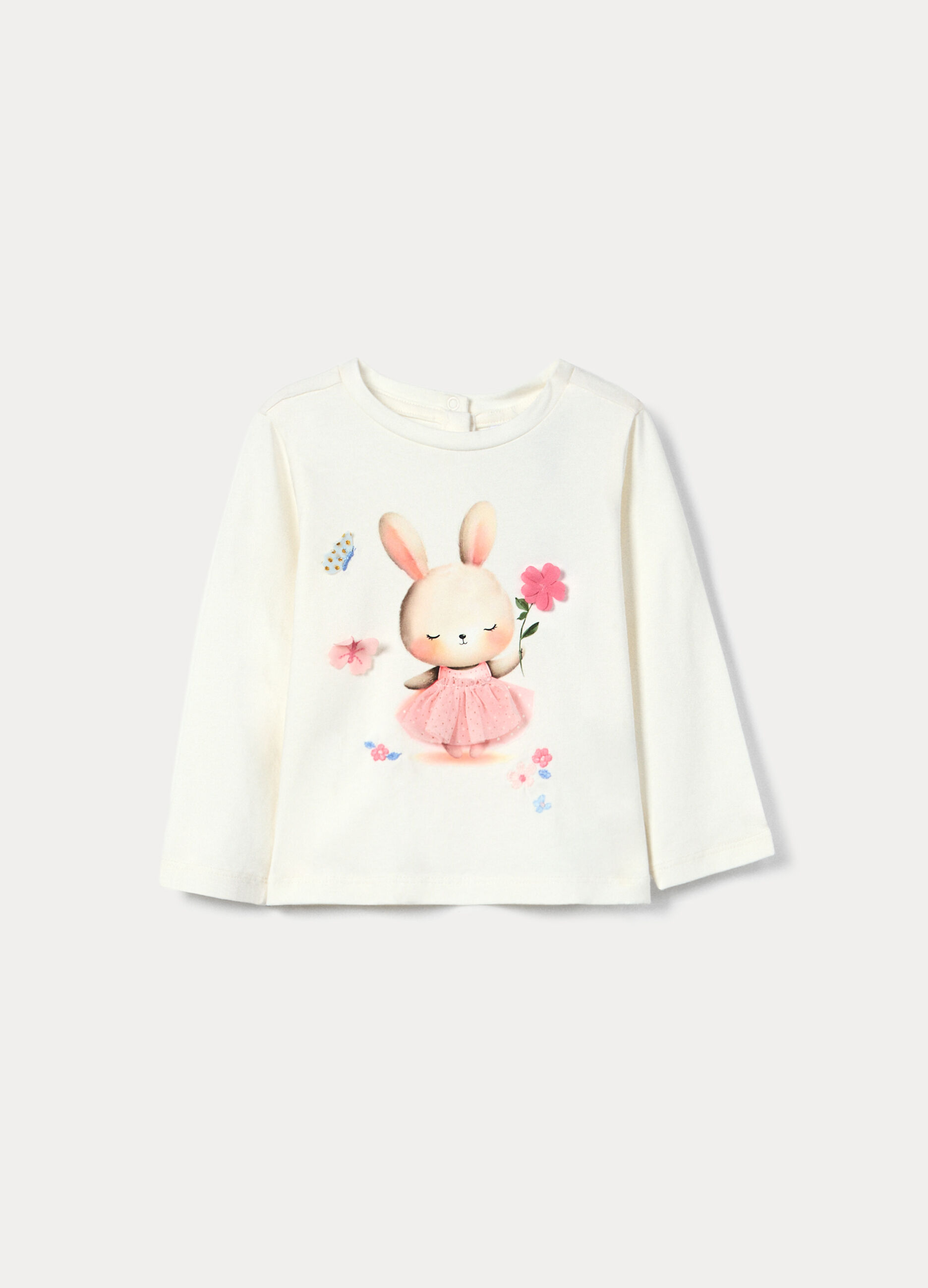 T-shirt in jersey di cotone stretch bimba_0