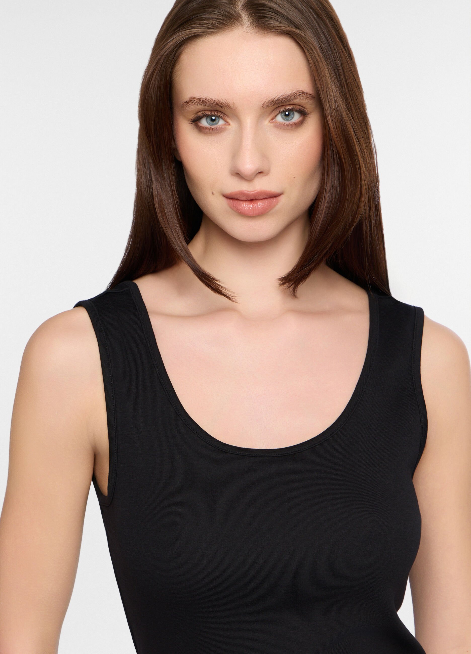 Canotta fitted in costina stretch donna_2