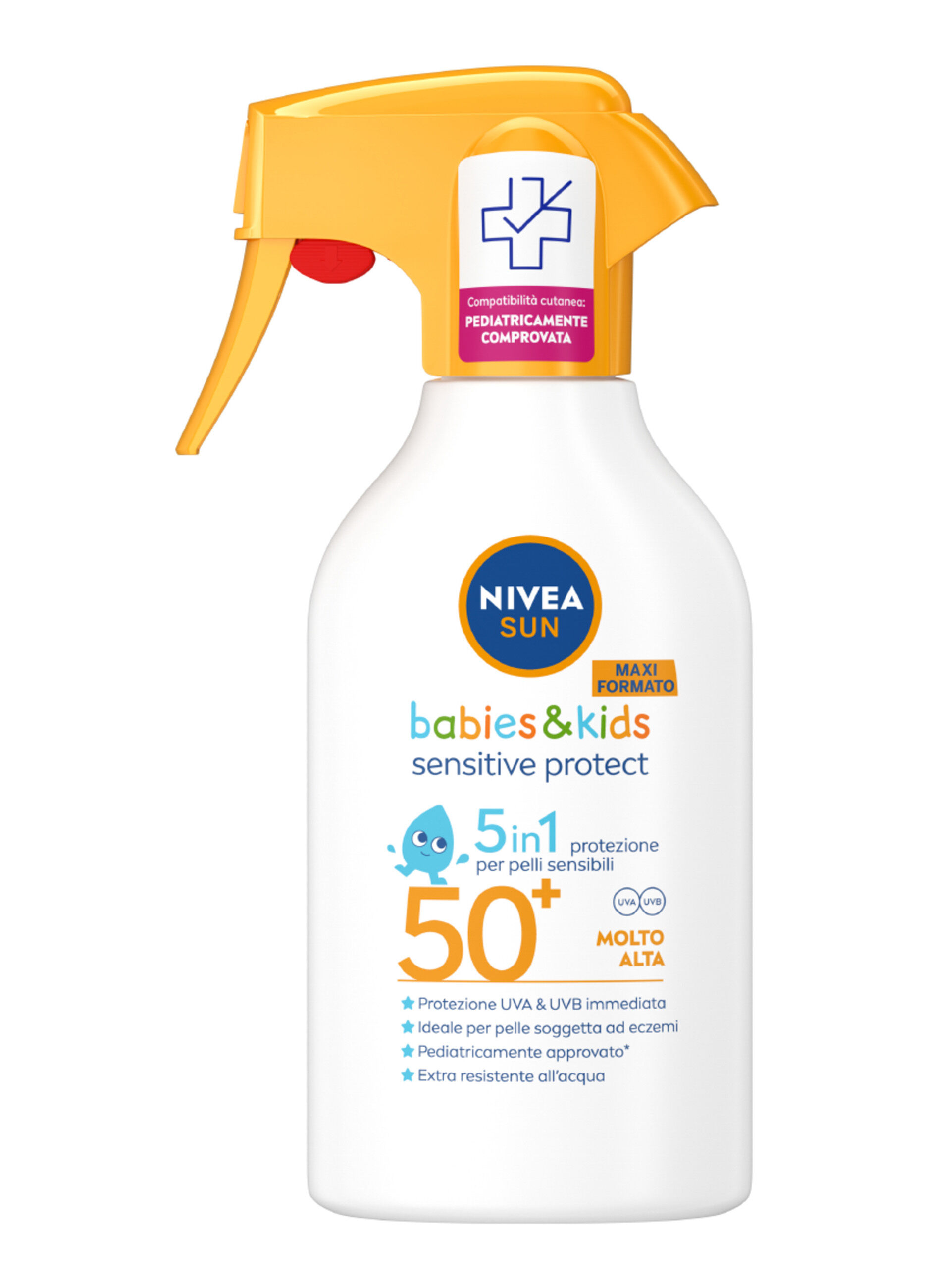 Nivea Sun Spray Solare Kids Sensitive Protect FP50+ 270 ml, Crema solare per bambini e neonati_0