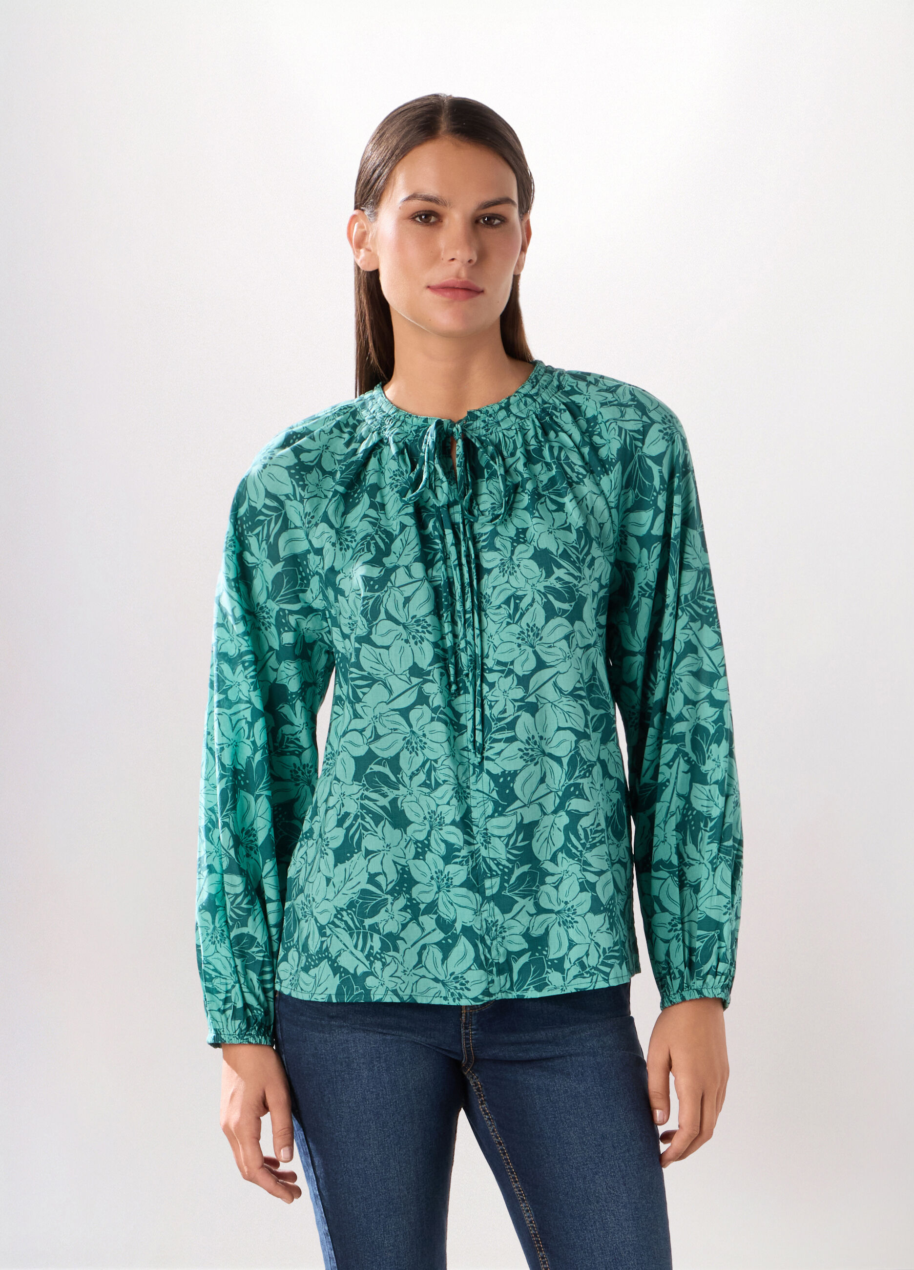 Blusa in misto cotone donna_0
