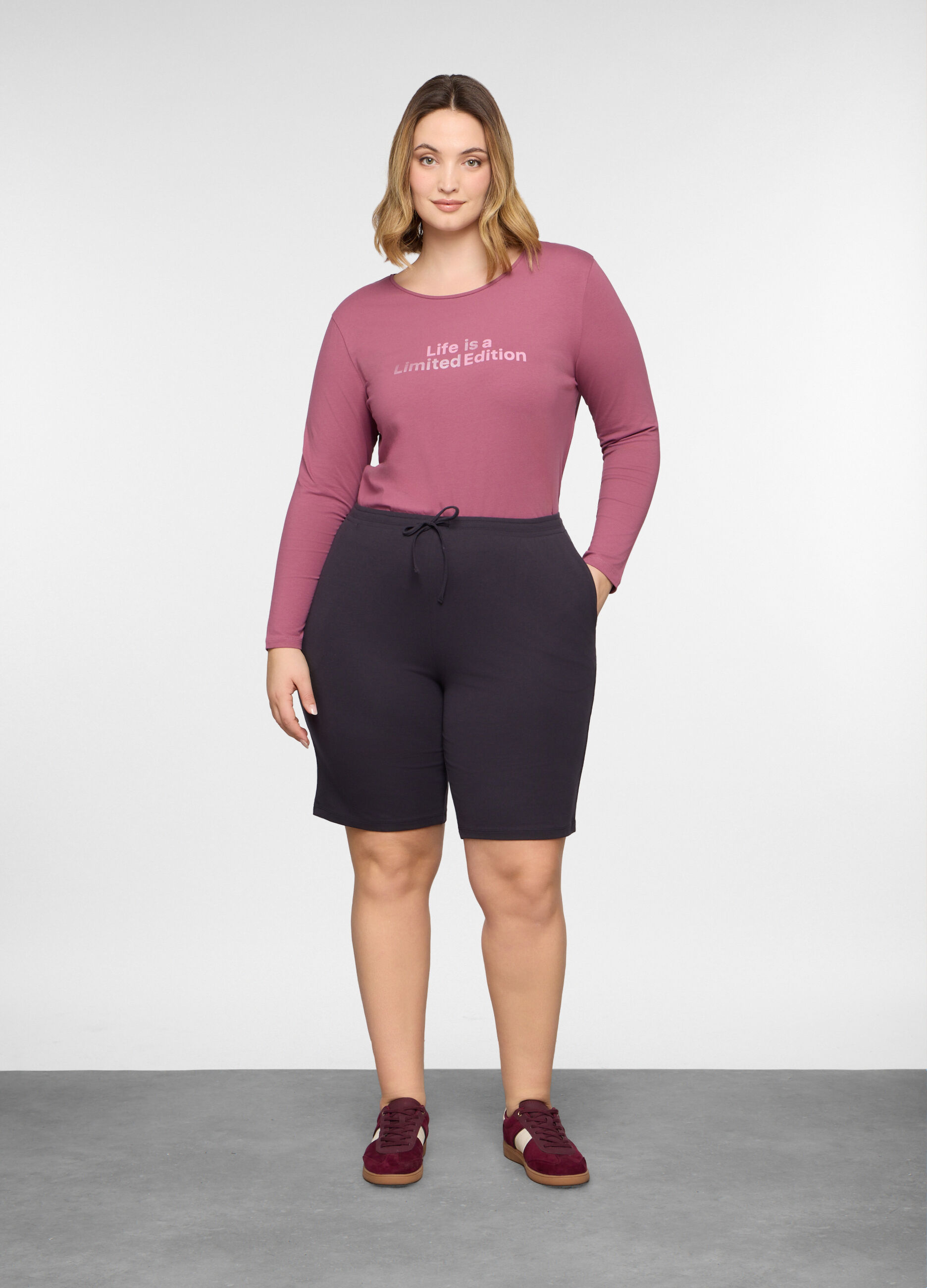 Bermuda regular fit in french terry stretch donna curvy_0