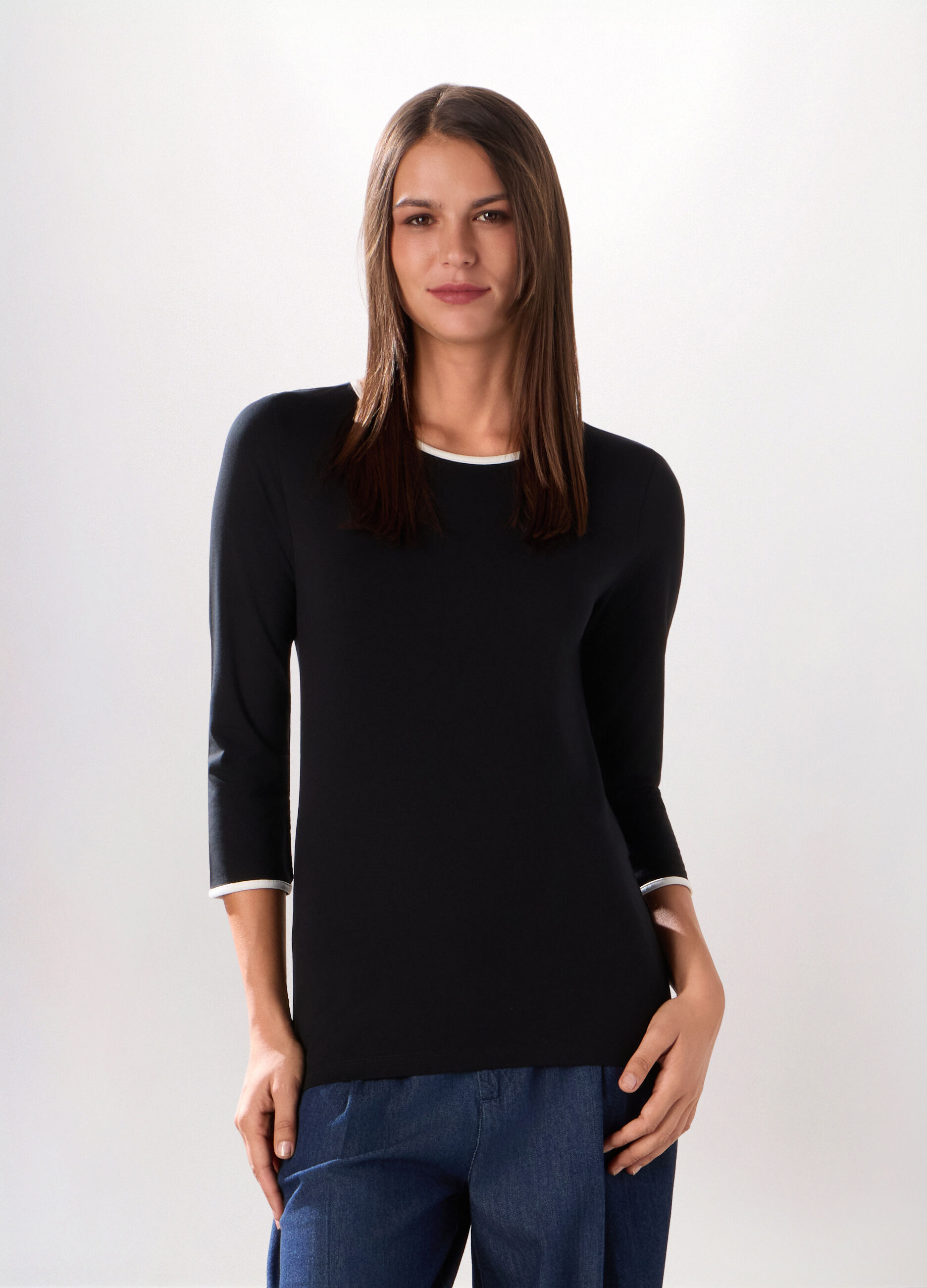 T-shirt in jersey di cotone stretch donna_0