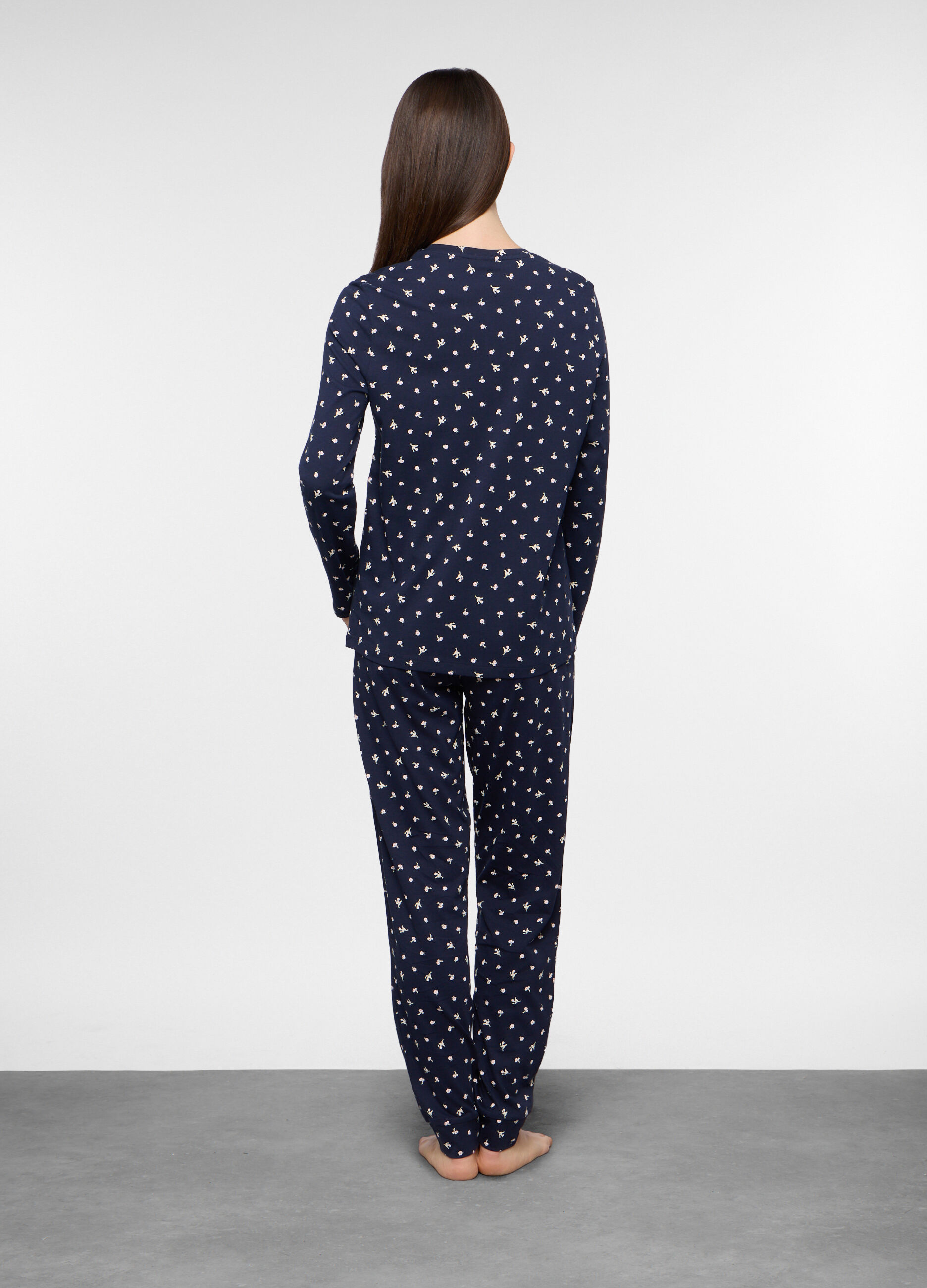 Set pigiama lungo in jersey di puro cotone donna_1