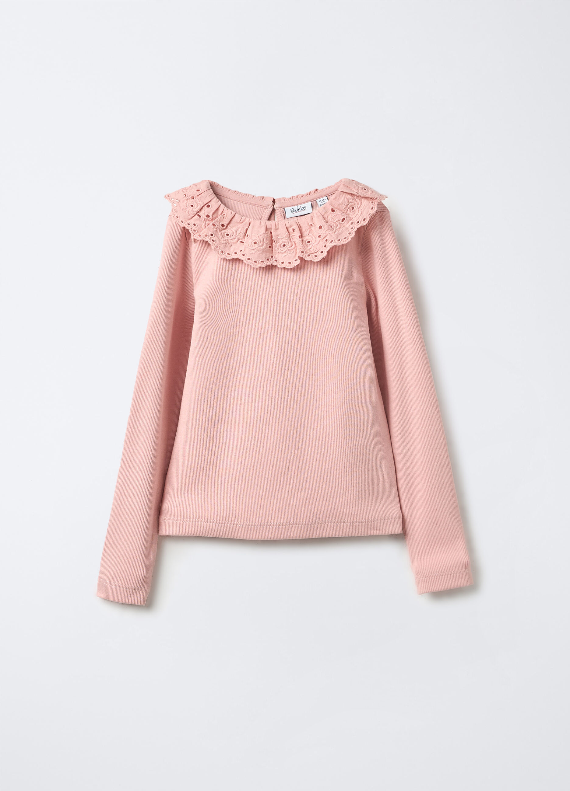 T-shirt in costina di cotone stretch bambina_0