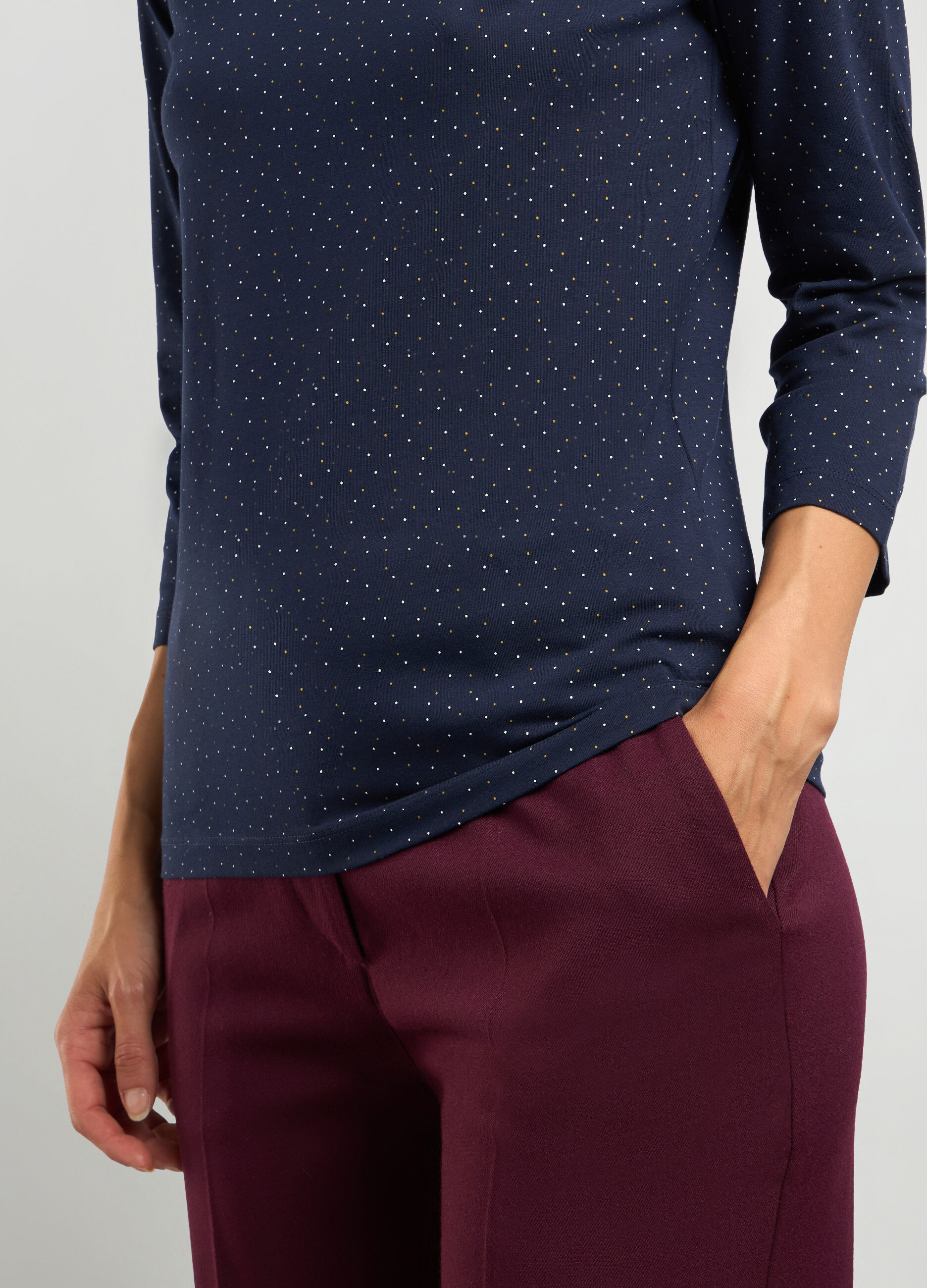 T-shirt in jersey di cotone stretch donna_2