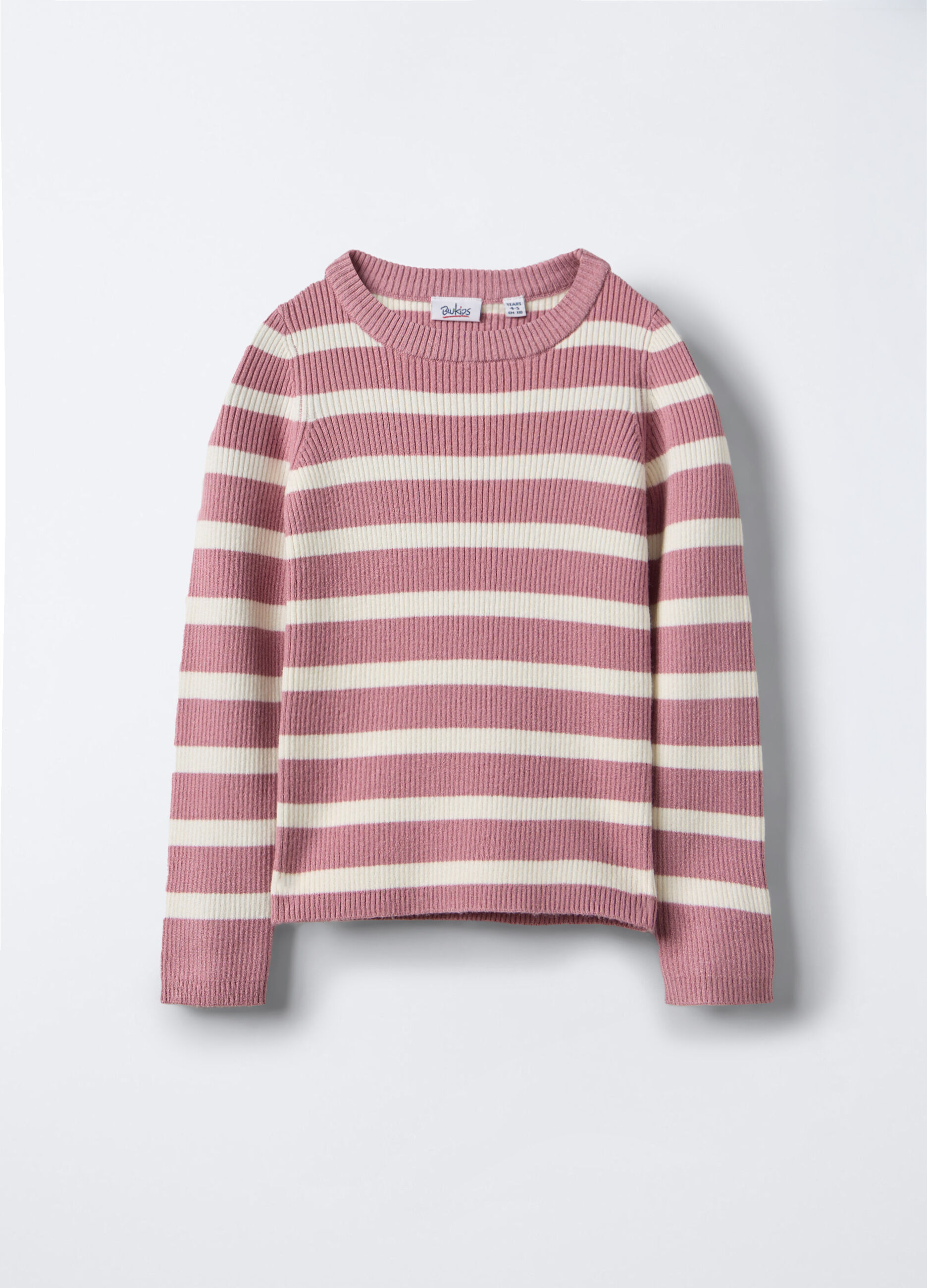 Maglia girocollo in costina misto viscosa bambina_0
