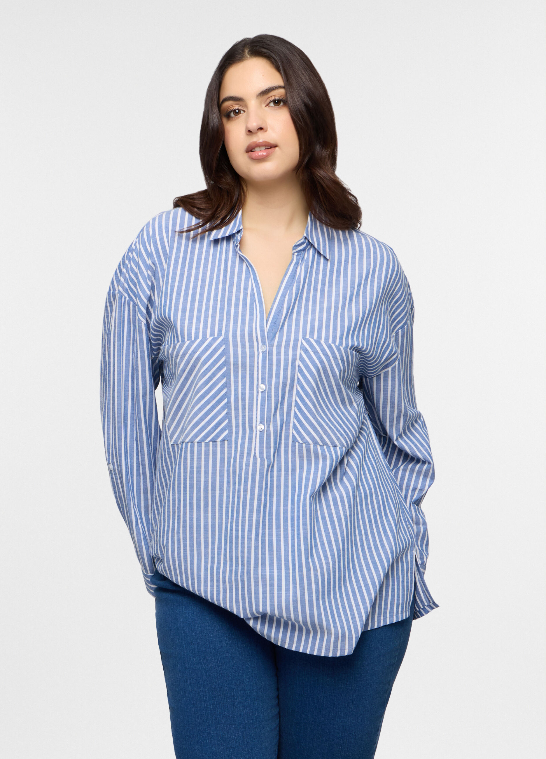 Camicia Fit Regular misto cotone donna curvy_0