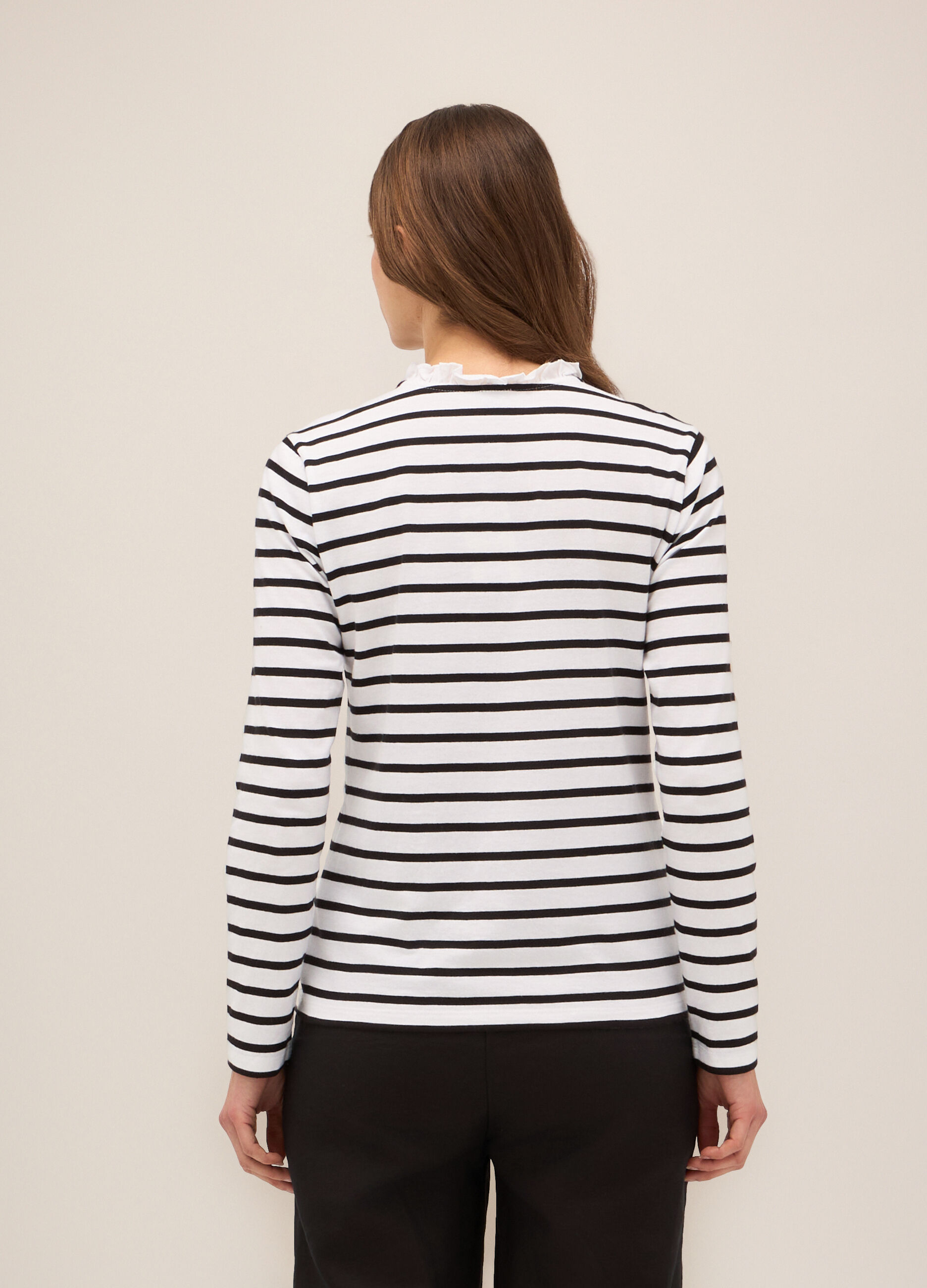 T-shirt a righe in puro cotone donna