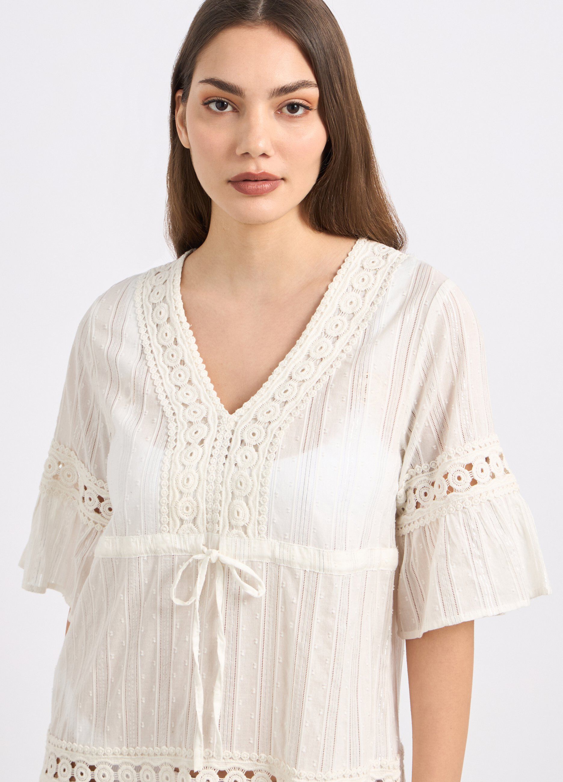 Copricostume in cotone con pizzo donna_2