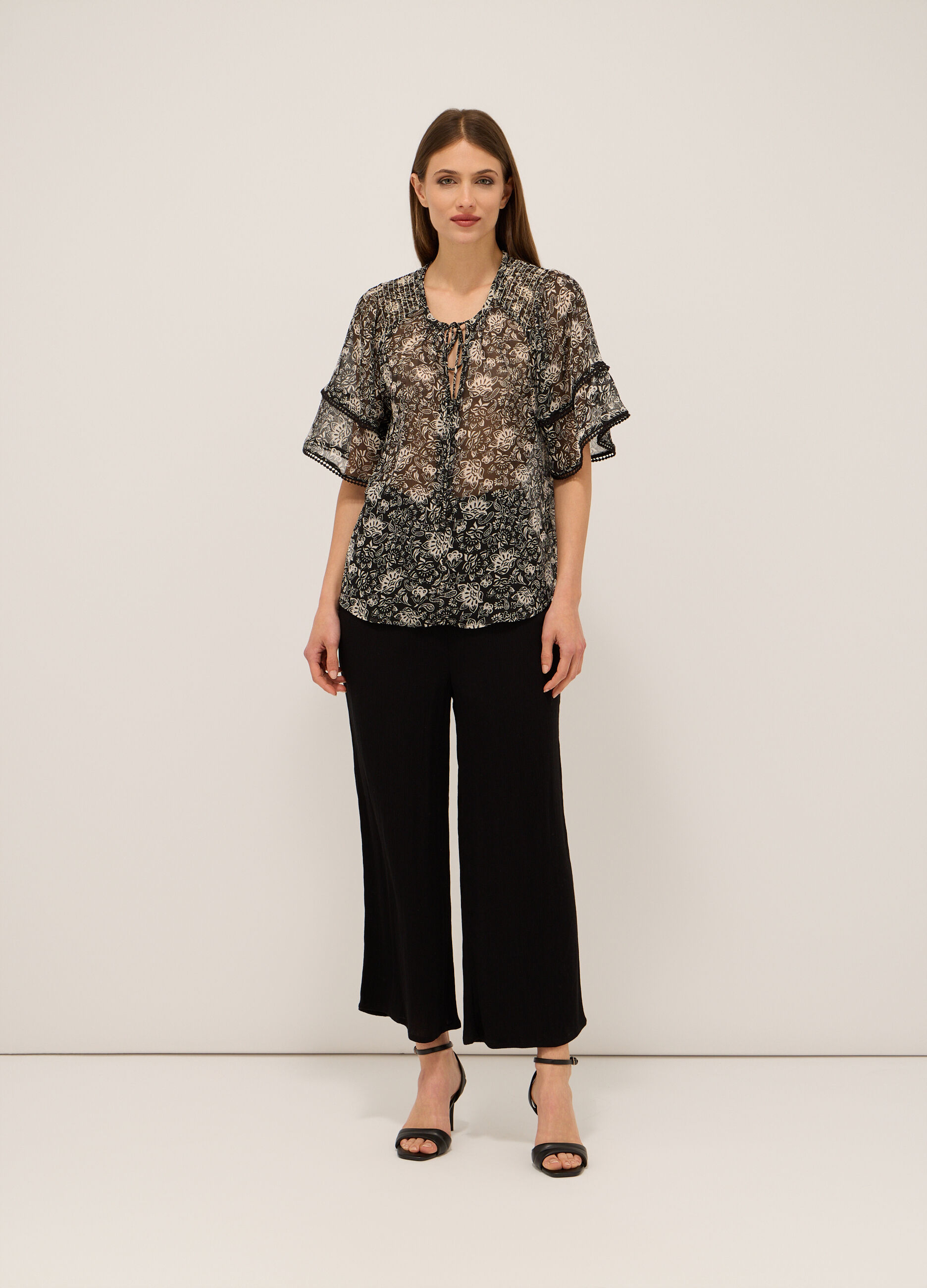 Pantaloni in pura viscosa creponne donna_0