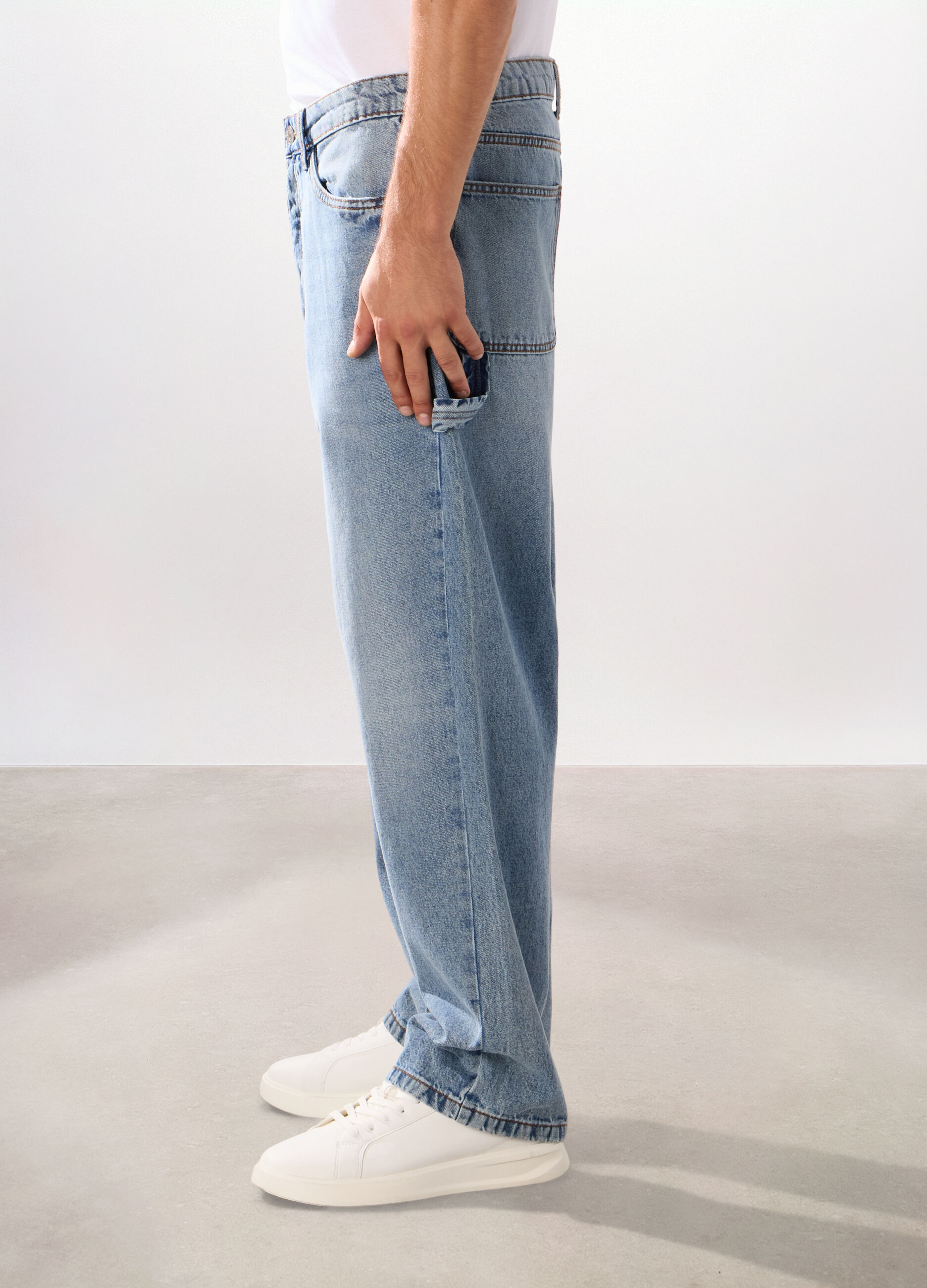 Jeans 5 tasche baggy in cotone uomo_2